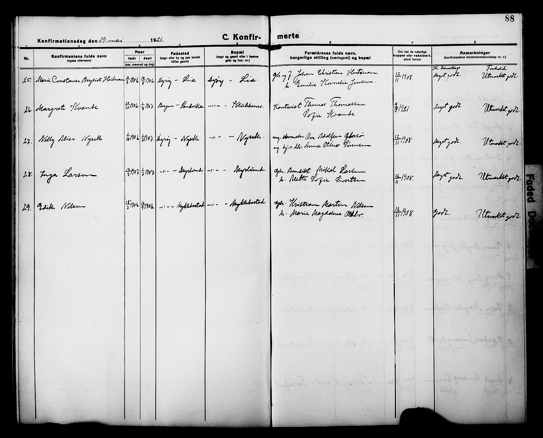 Tranøy sokneprestkontor, AV/SATØ-S-1313/I/Ia/Iab/L0015klokker: Parish register (copy) no. 15, 1918-1930, p. 88