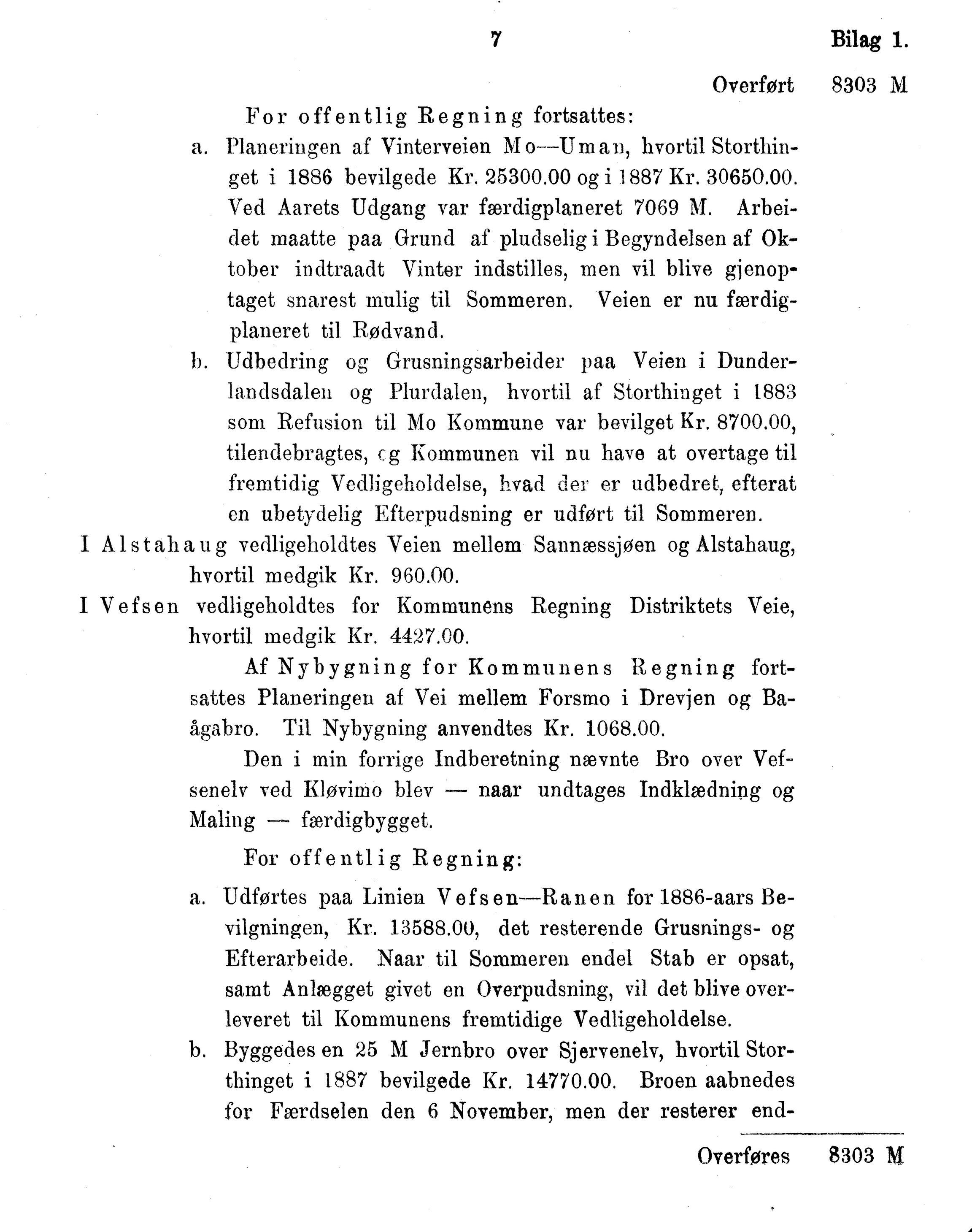 Nordland Fylkeskommune. Fylkestinget, AIN/NFK-17/176/A/Ac/L0015: Fylkestingsforhandlinger 1886-1890, 1886-1890