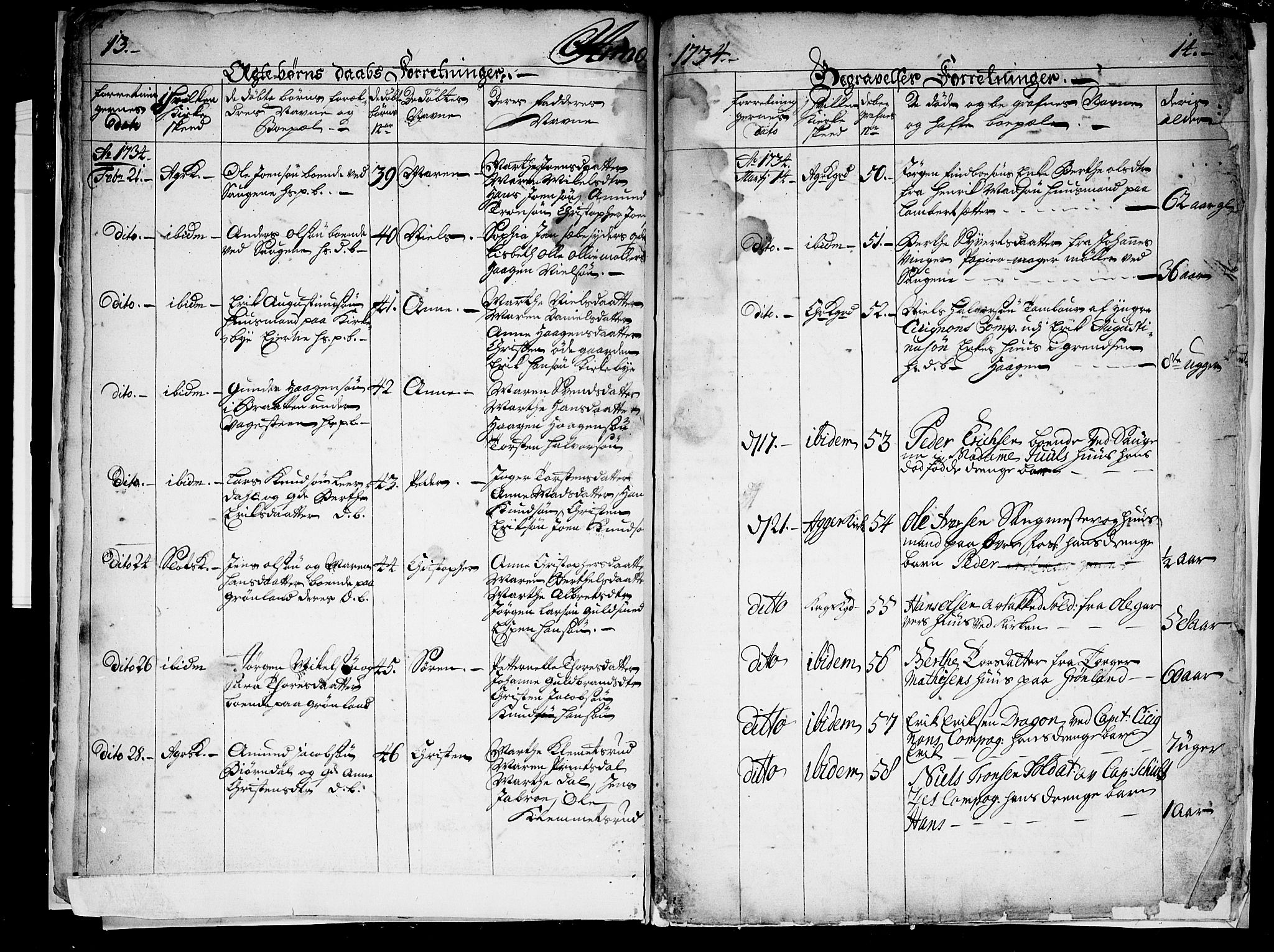 Aker prestekontor kirkebøker, SAO/A-10861/F/L0006: Parish register (official) no. 6, 1732-1734, p. 13-14
