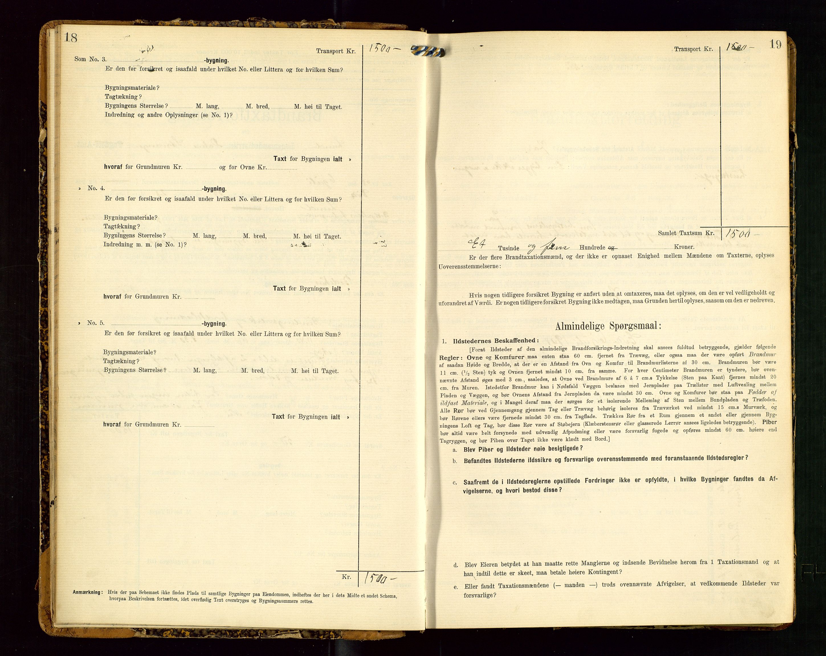 Lund lensmannskontor, AV/SAST-A-100303/Gob/L0002: "Brandtakstprotokol", 1908-1918, p. 18-19