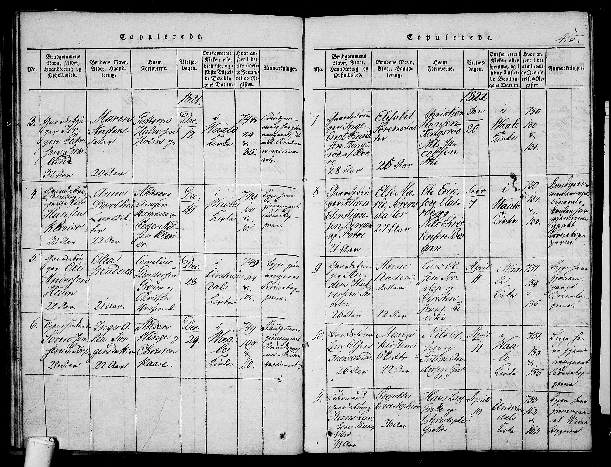 Våle kirkebøker, AV/SAKO-A-334/F/Fa/L0007: Parish register (official) no. I 7, 1814-1824, p. 414-415