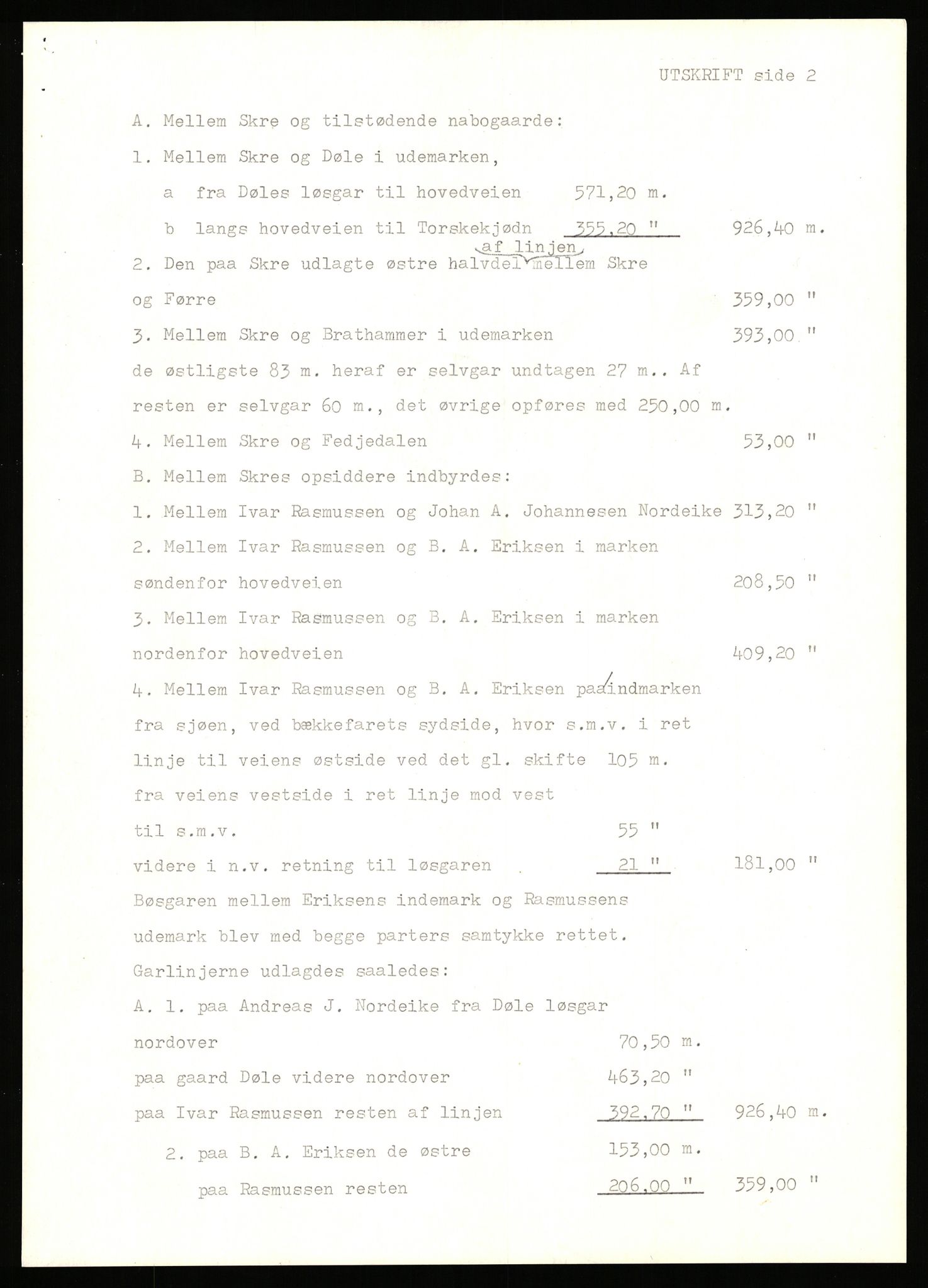 Statsarkivet i Stavanger, SAST/A-101971/03/Y/Yj/L0010: Avskrifter sortert etter gårdsnavn: Bjørnemoen - Bratland i Suldal, 1750-1930, p. 562