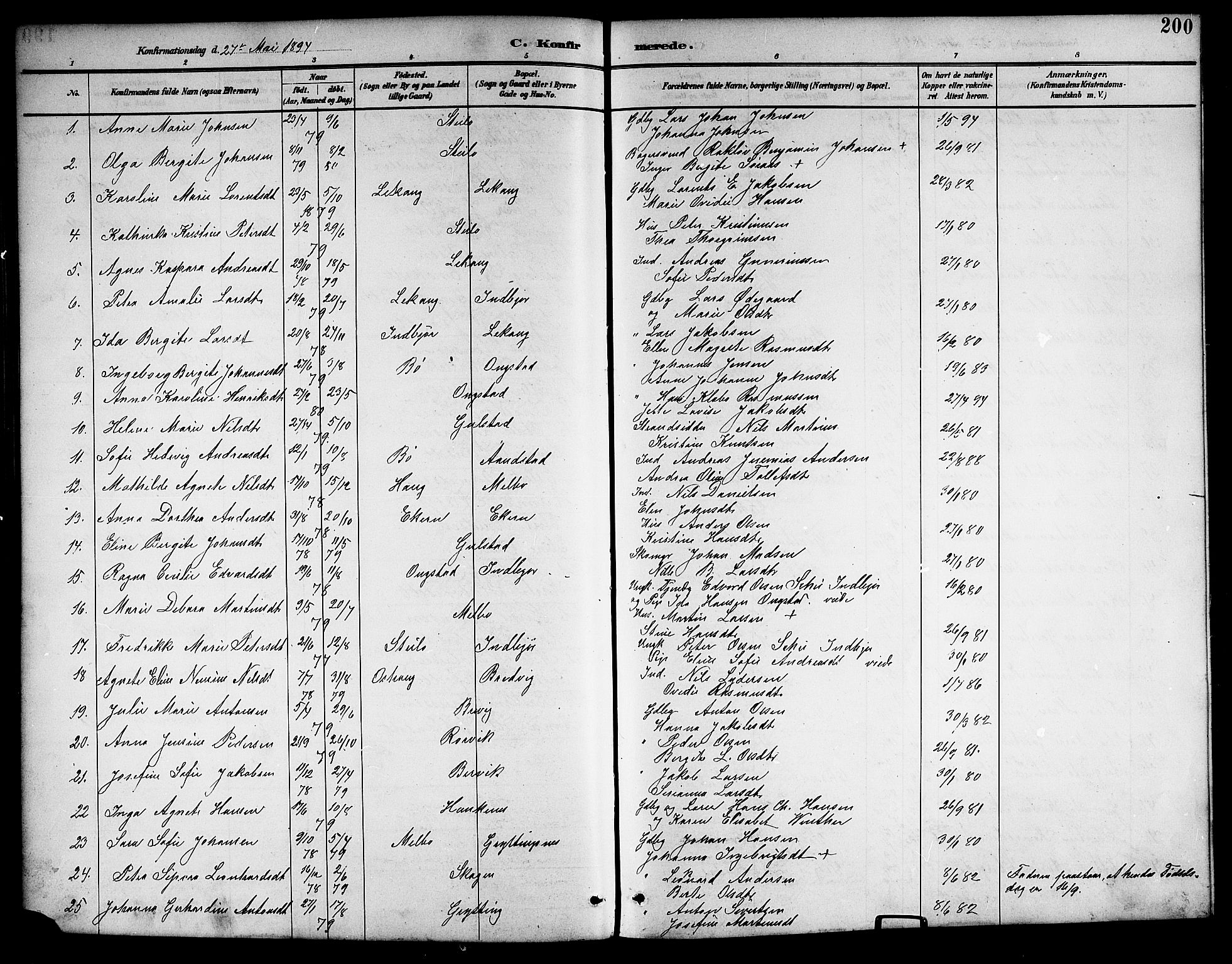 Ministerialprotokoller, klokkerbøker og fødselsregistre - Nordland, AV/SAT-A-1459/888/L1268: Parish register (copy) no. 888C06, 1891-1908, p. 200