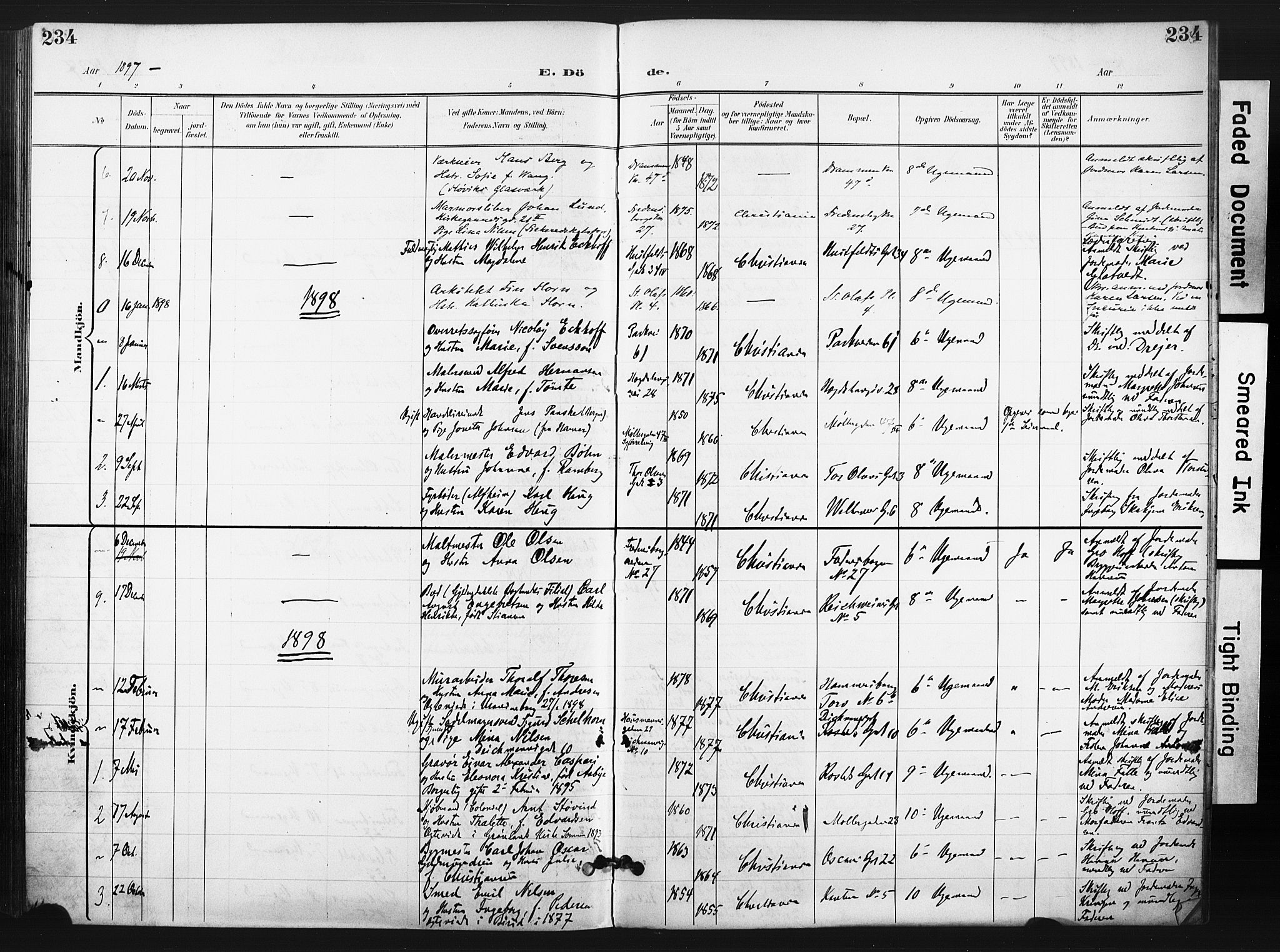 Trefoldighet prestekontor Kirkebøker, AV/SAO-A-10882/F/Fd/L0004: Parish register (official) no. IV 4, 1897-1912, p. 234