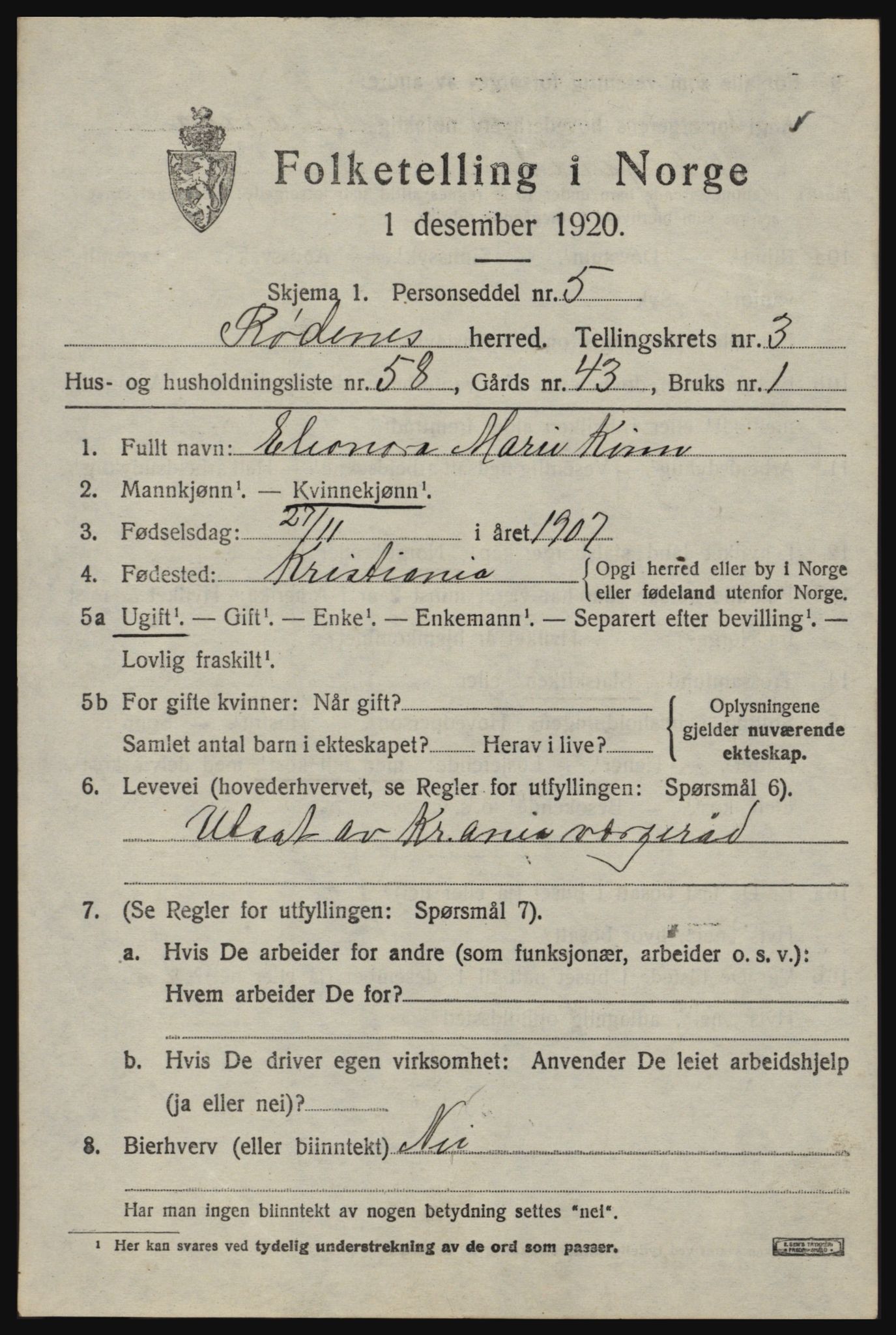 SAO, 1920 census for Rødenes, 1920, p. 2348