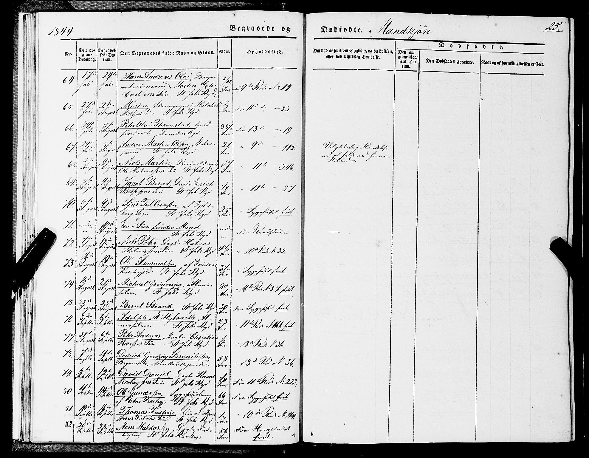 Domkirken sokneprestembete, AV/SAB-A-74801/H/Haa/L0040: Parish register (official) no. E 1, 1841-1853, p. 25
