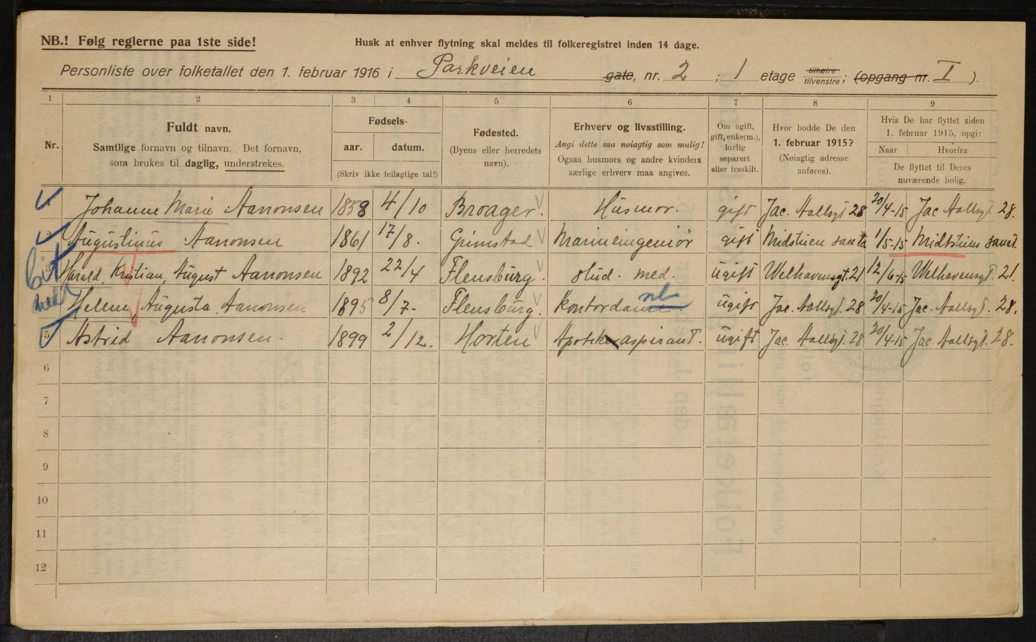 OBA, Municipal Census 1916 for Kristiania, 1916, p. 79724