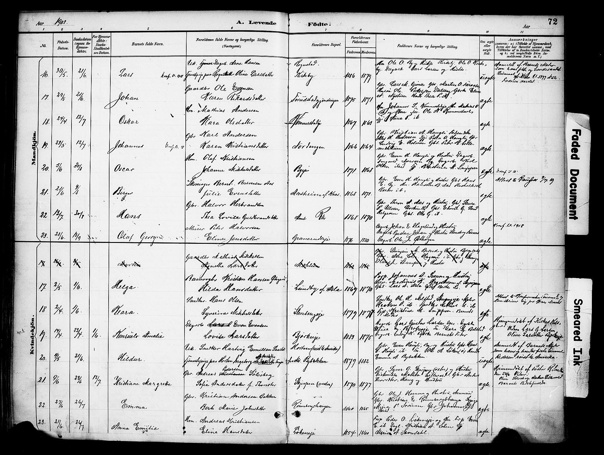 Ringsaker prestekontor, AV/SAH-PREST-014/K/Ka/L0016: Parish register (official) no. 16, 1891-1904, p. 72