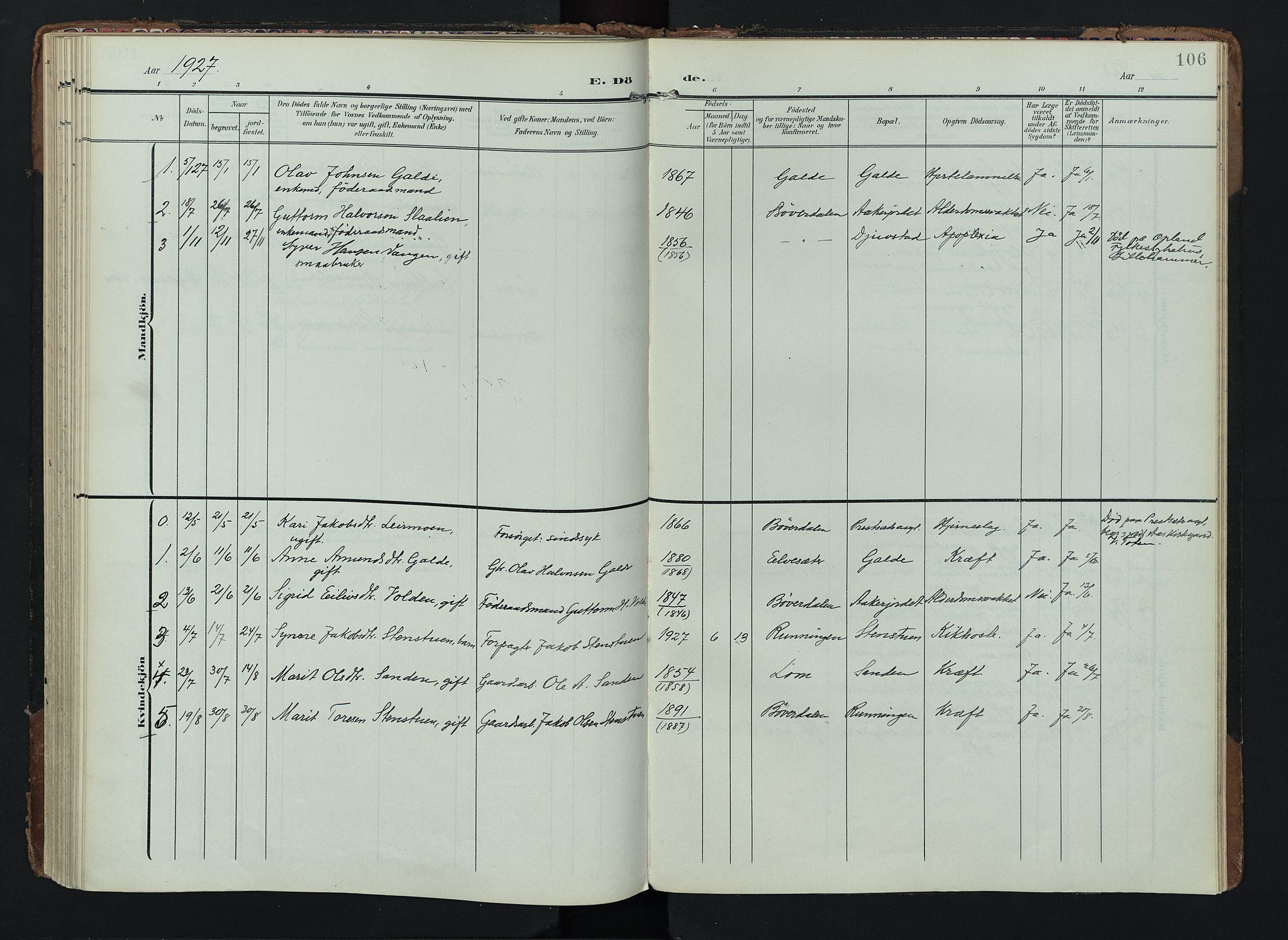 Lom prestekontor, AV/SAH-PREST-070/K/L0012: Parish register (official) no. 12, 1904-1928, p. 106