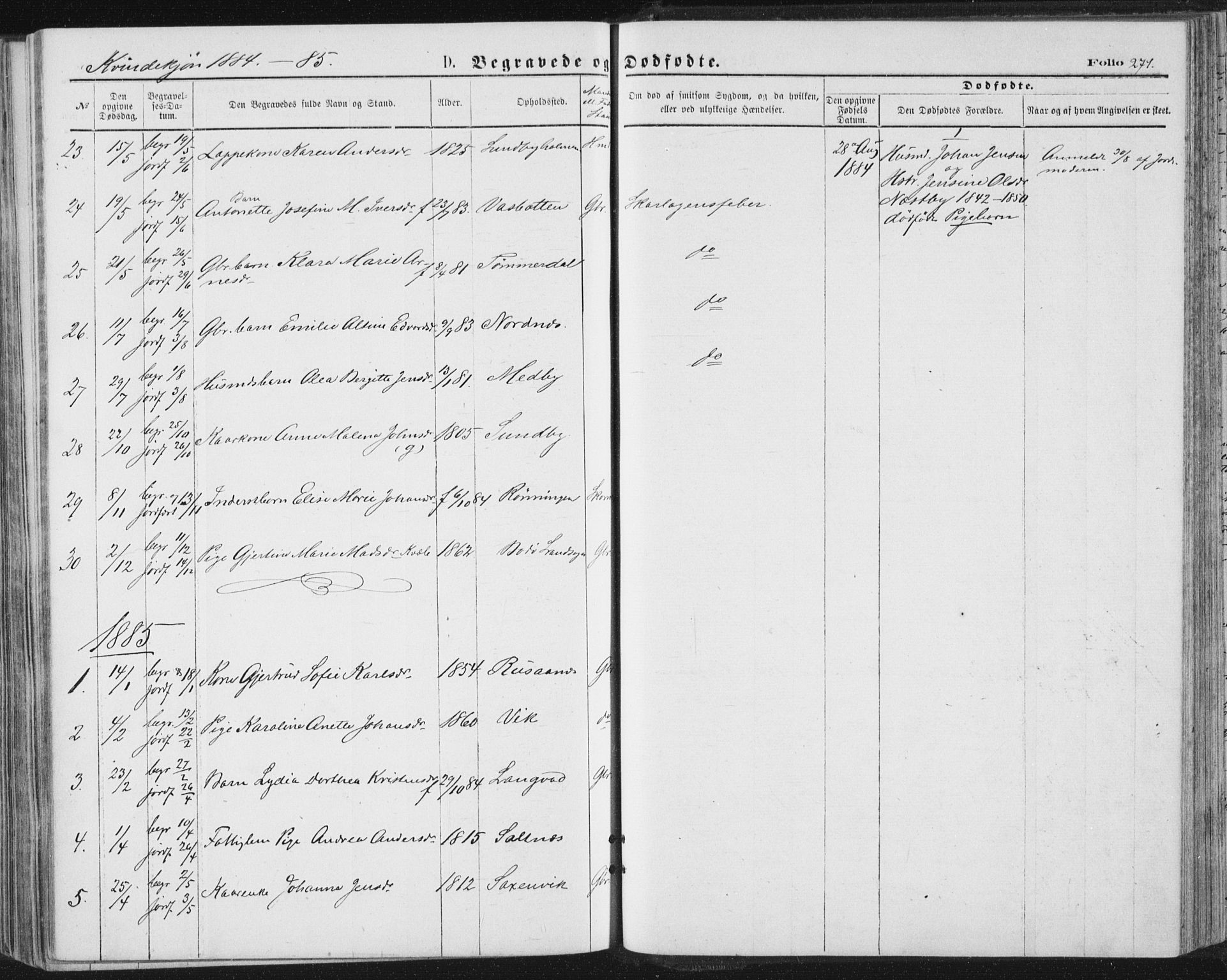 Ministerialprotokoller, klokkerbøker og fødselsregistre - Nordland, SAT/A-1459/847/L0668: Parish register (official) no. 847A08, 1872-1886, p. 271