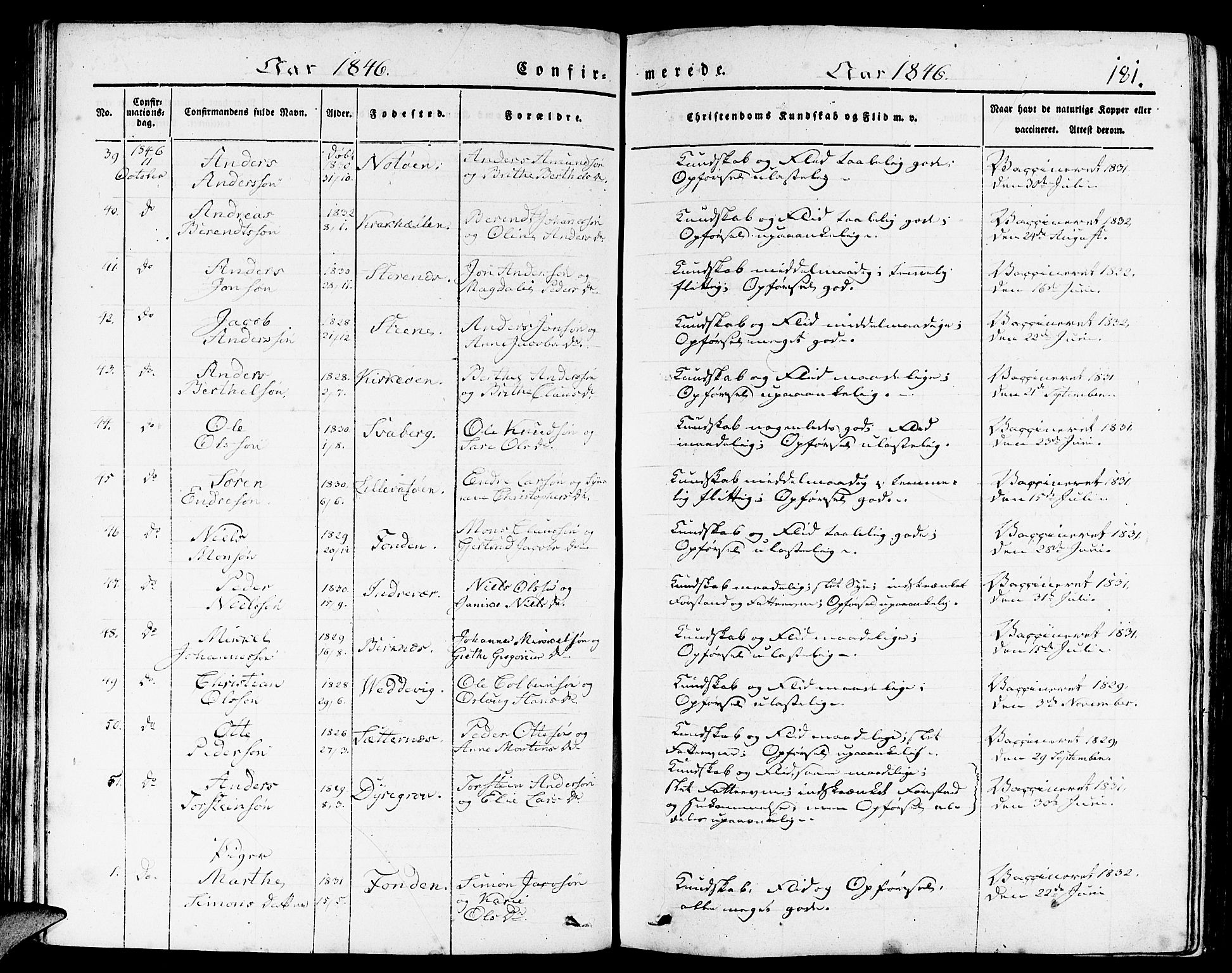 Gulen sokneprestembete, AV/SAB-A-80201/H/Haa/Haaa/L0020: Parish register (official) no. A 20, 1837-1847, p. 181