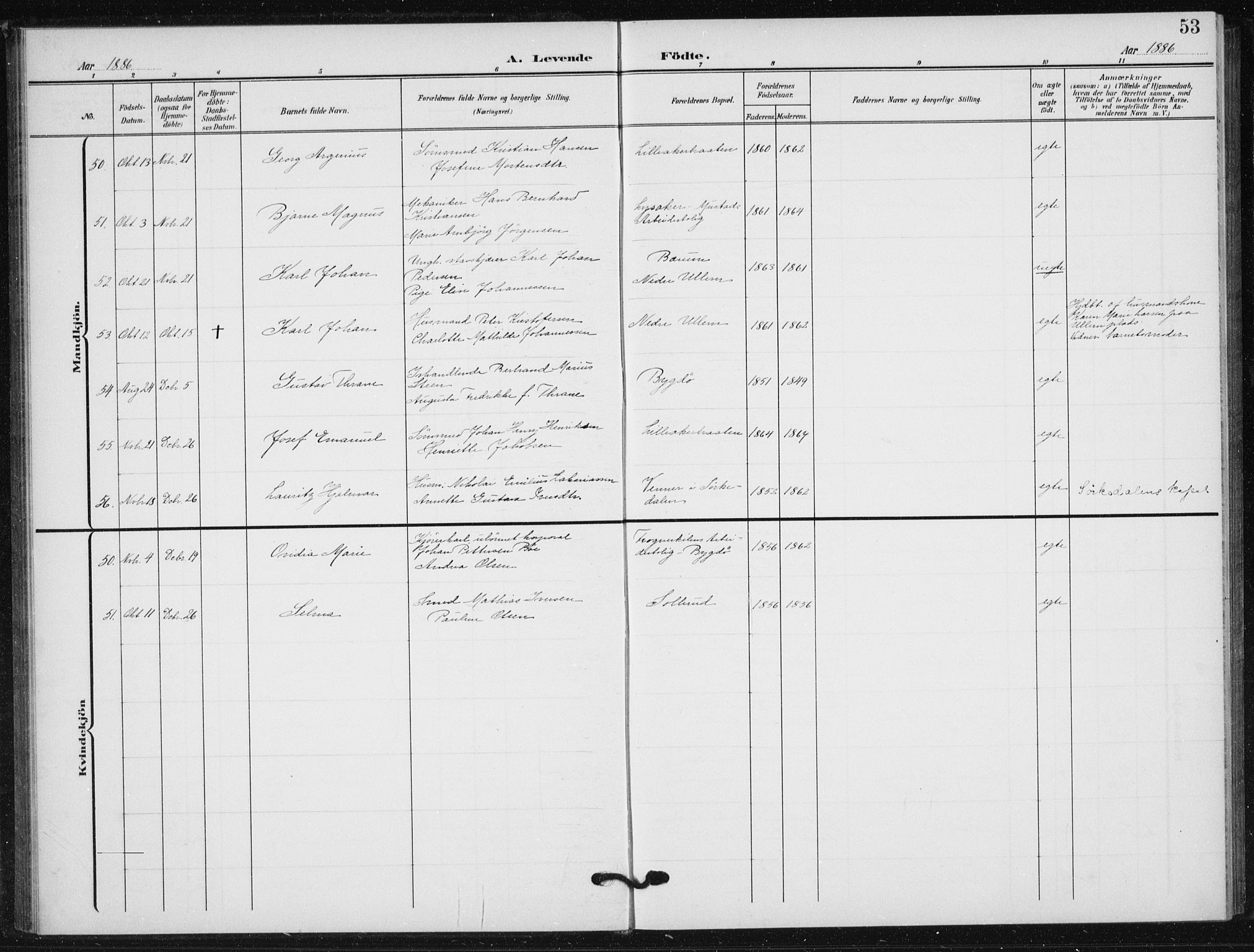 Vestre Aker prestekontor Kirkebøker, SAO/A-10025/F/Fb/L0001: Parish register (official) no. II 1, 1880-1906, p. 53