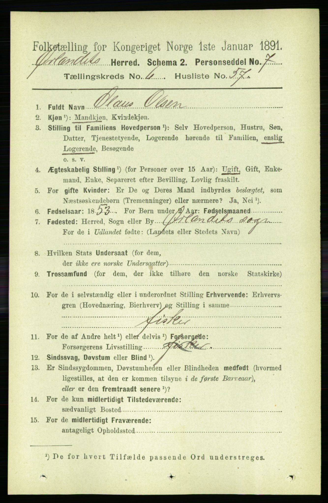 RA, 1891 census for 1621 Ørland, 1891, p. 2200