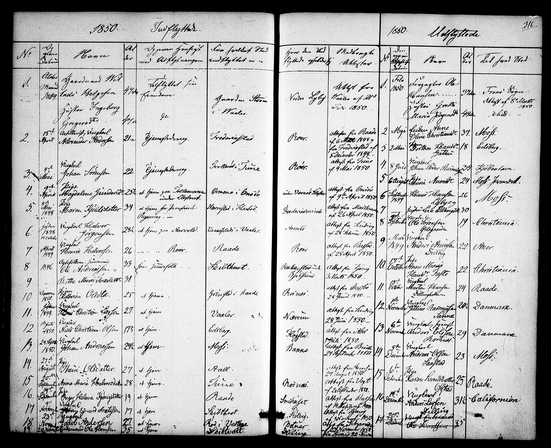 Rygge prestekontor Kirkebøker, SAO/A-10084b/F/Fa/L0004: Parish register (official) no. 4, 1836-1851, p. 316