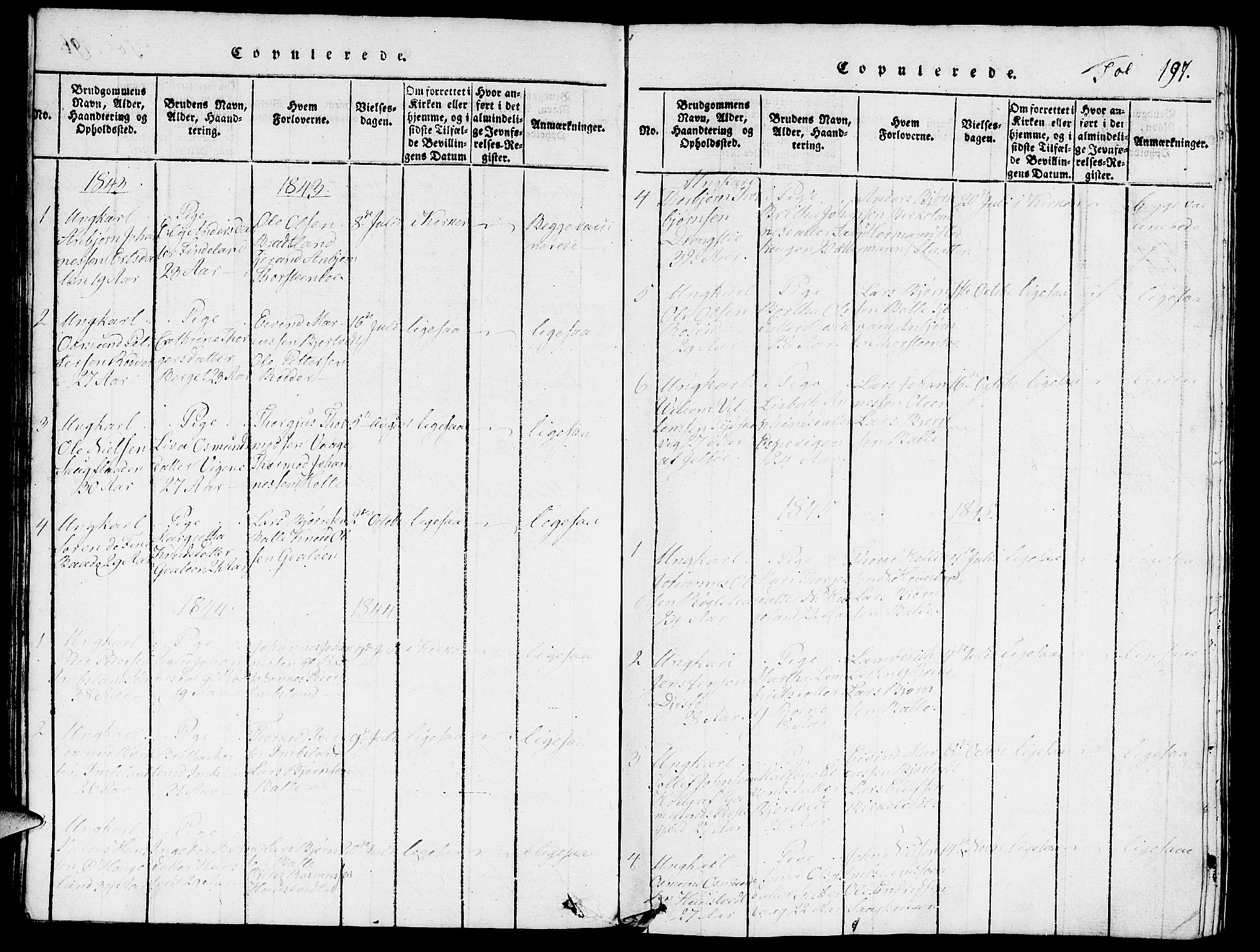 Vikedal sokneprestkontor, SAST/A-101840/01/V: Parish register (copy) no. B 3, 1816-1867, p. 197