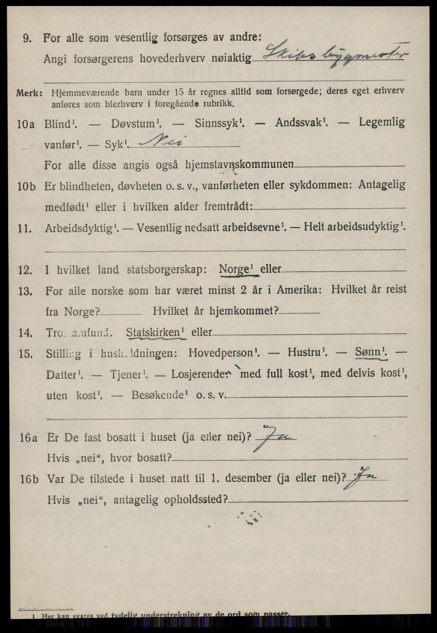 SAT, 1920 census for Vestnes, 1920, p. 4306