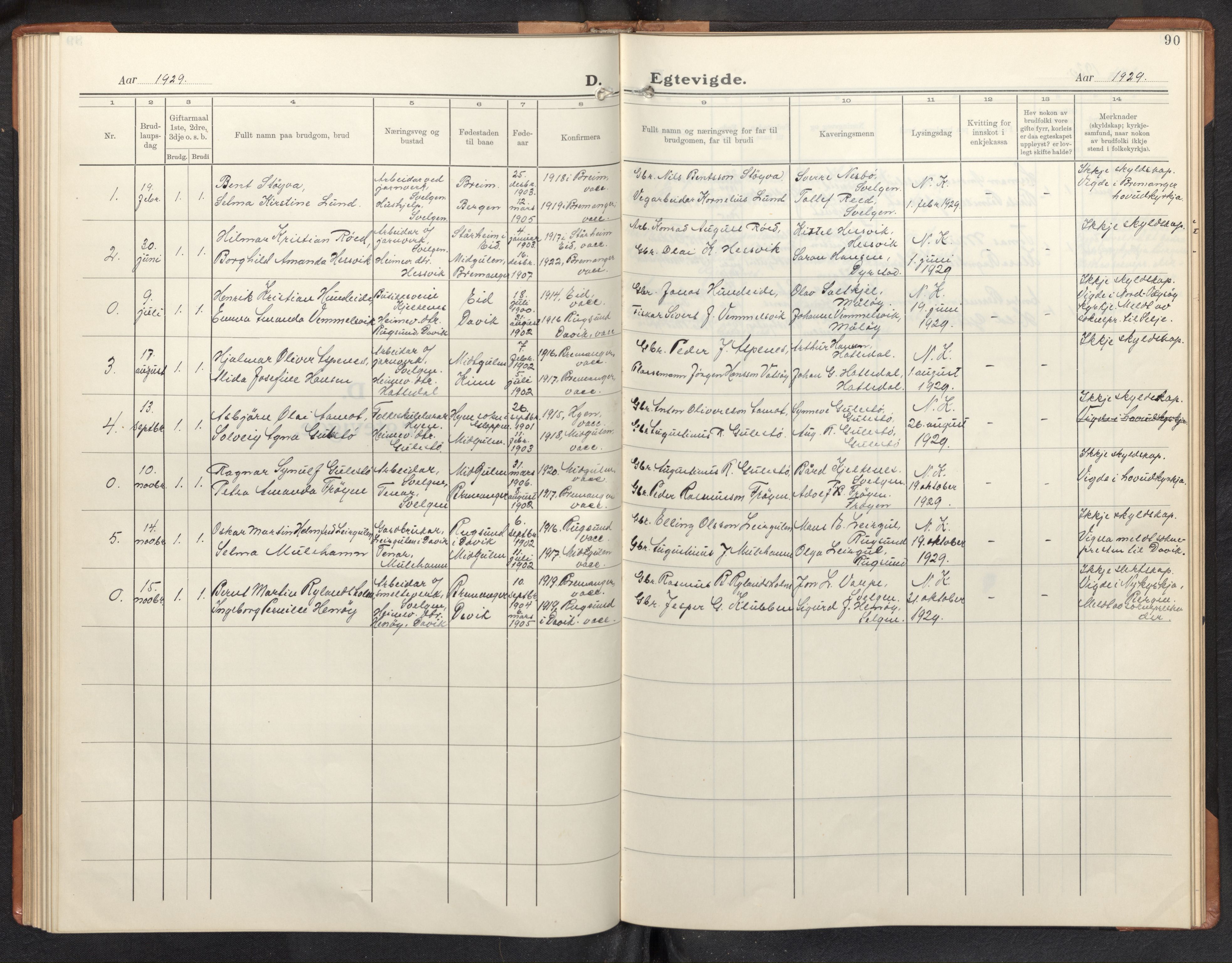 Davik sokneprestembete, SAB/A-79701/H/Hab/Habb/L0002: Parish register (copy) no. B 2, 1929-1951, p. 89b-90a
