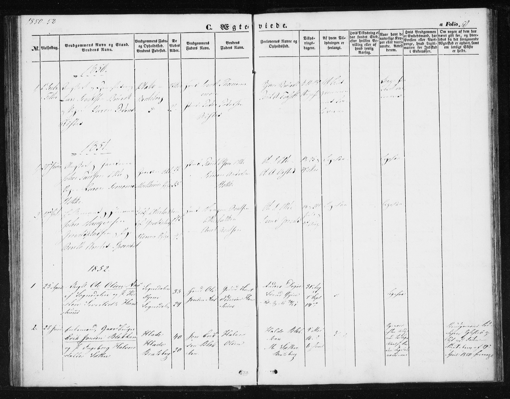 Ministerialprotokoller, klokkerbøker og fødselsregistre - Sør-Trøndelag, AV/SAT-A-1456/608/L0332: Parish register (official) no. 608A01, 1848-1861, p. 50