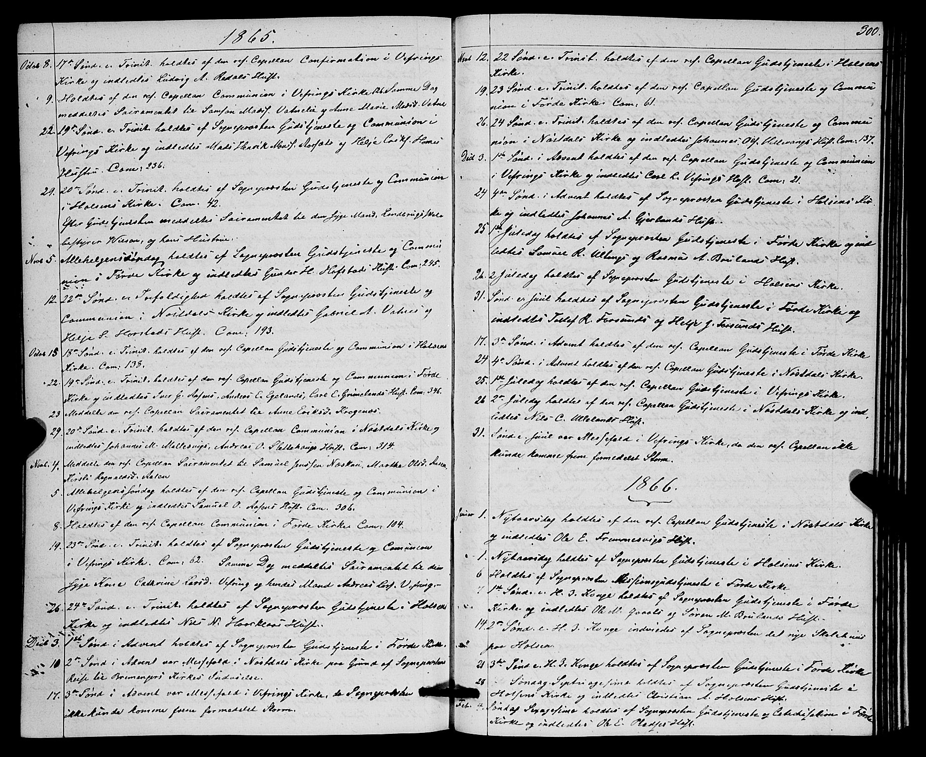 Førde sokneprestembete, AV/SAB-A-79901/H/Haa/Haaa/L0010: Parish register (official) no. A 10, 1861-1876, p. 300