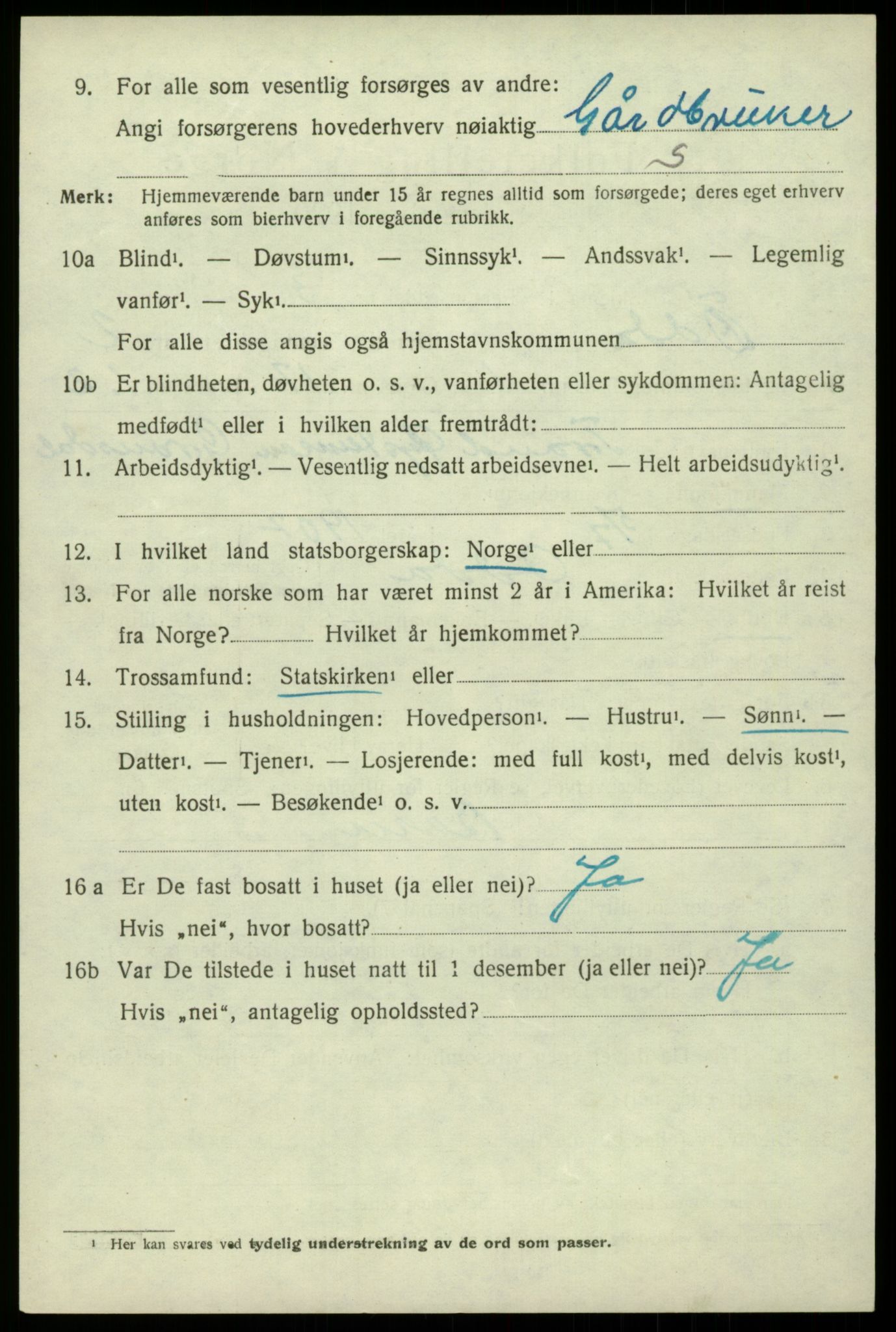 SAB, 1920 census for Odda, 1920, p. 2130