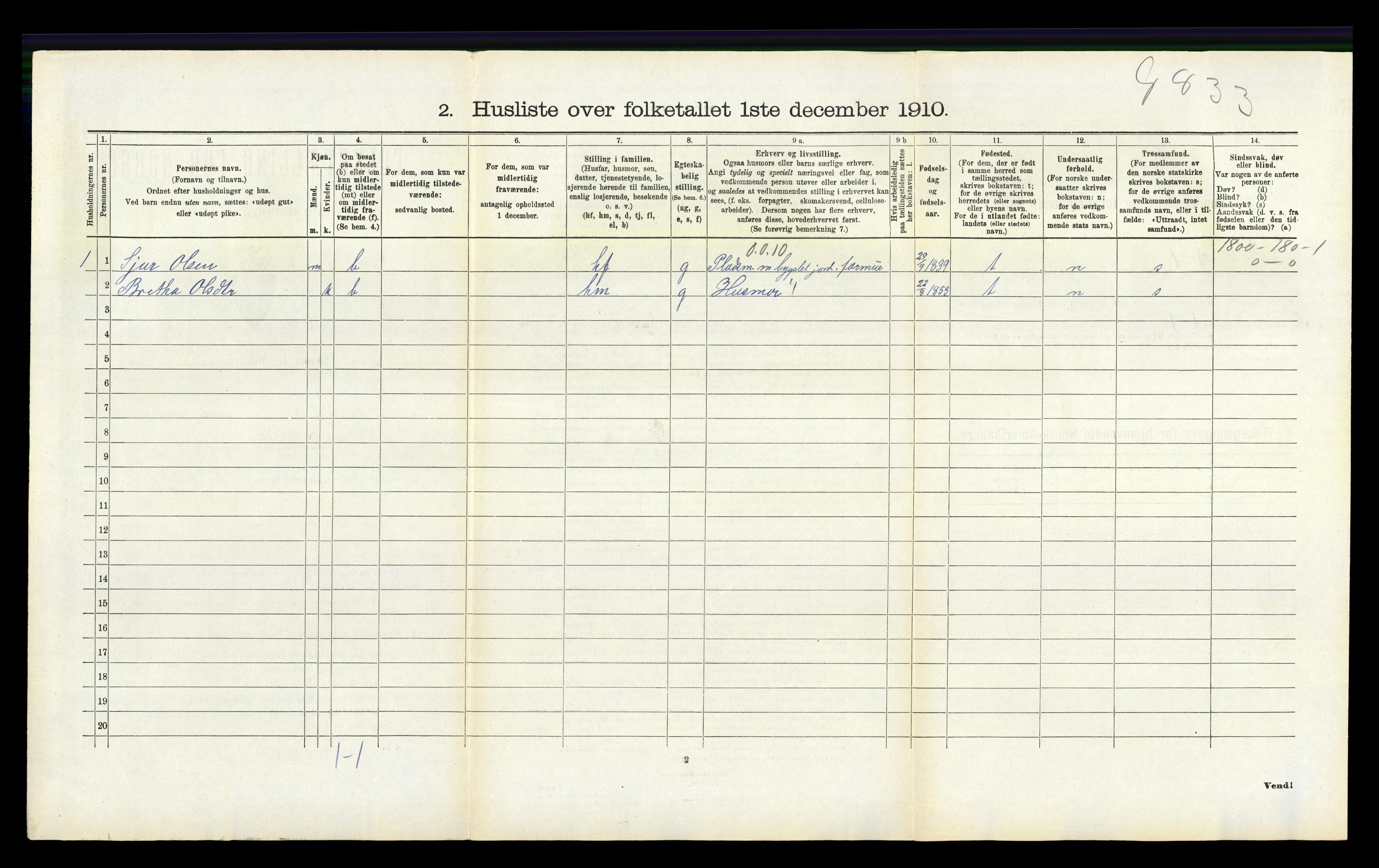 RA, 1910 census for Hamre, 1910, p. 205