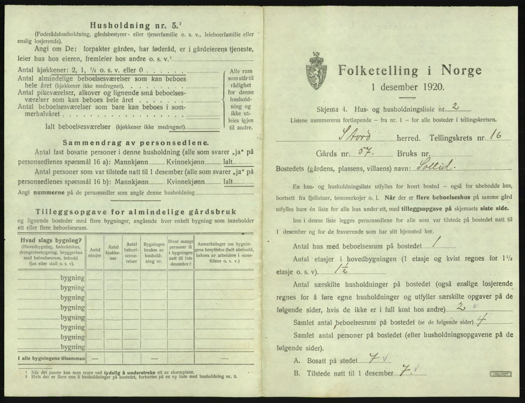 SAB, 1920 census for Stord, 1920, p. 1114