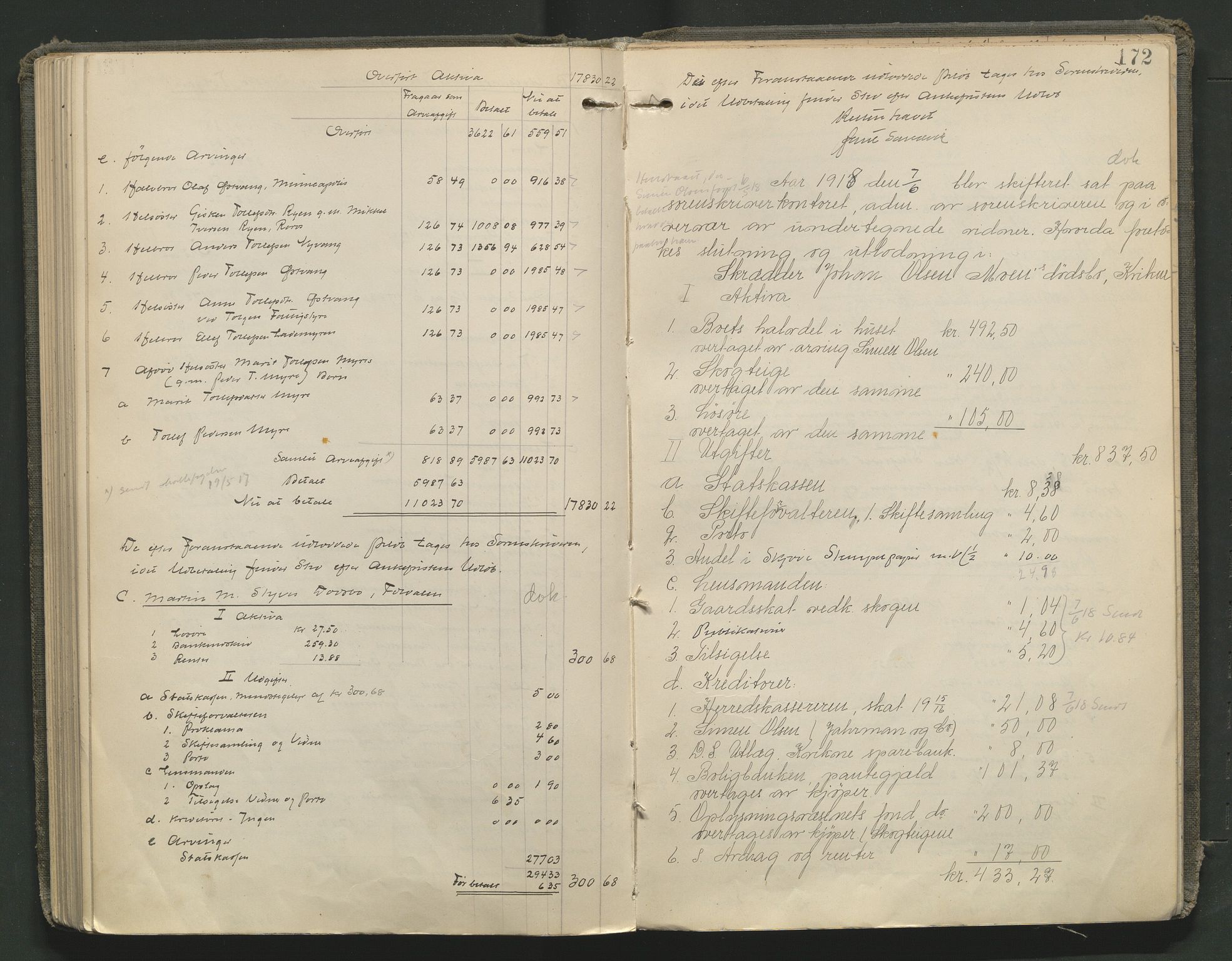 Nord-Østerdal tingrett, AV/SAH-TING-020/J/Jd/L0006: Skifteutlodningsprotokoll, 1907-1920, p. 172