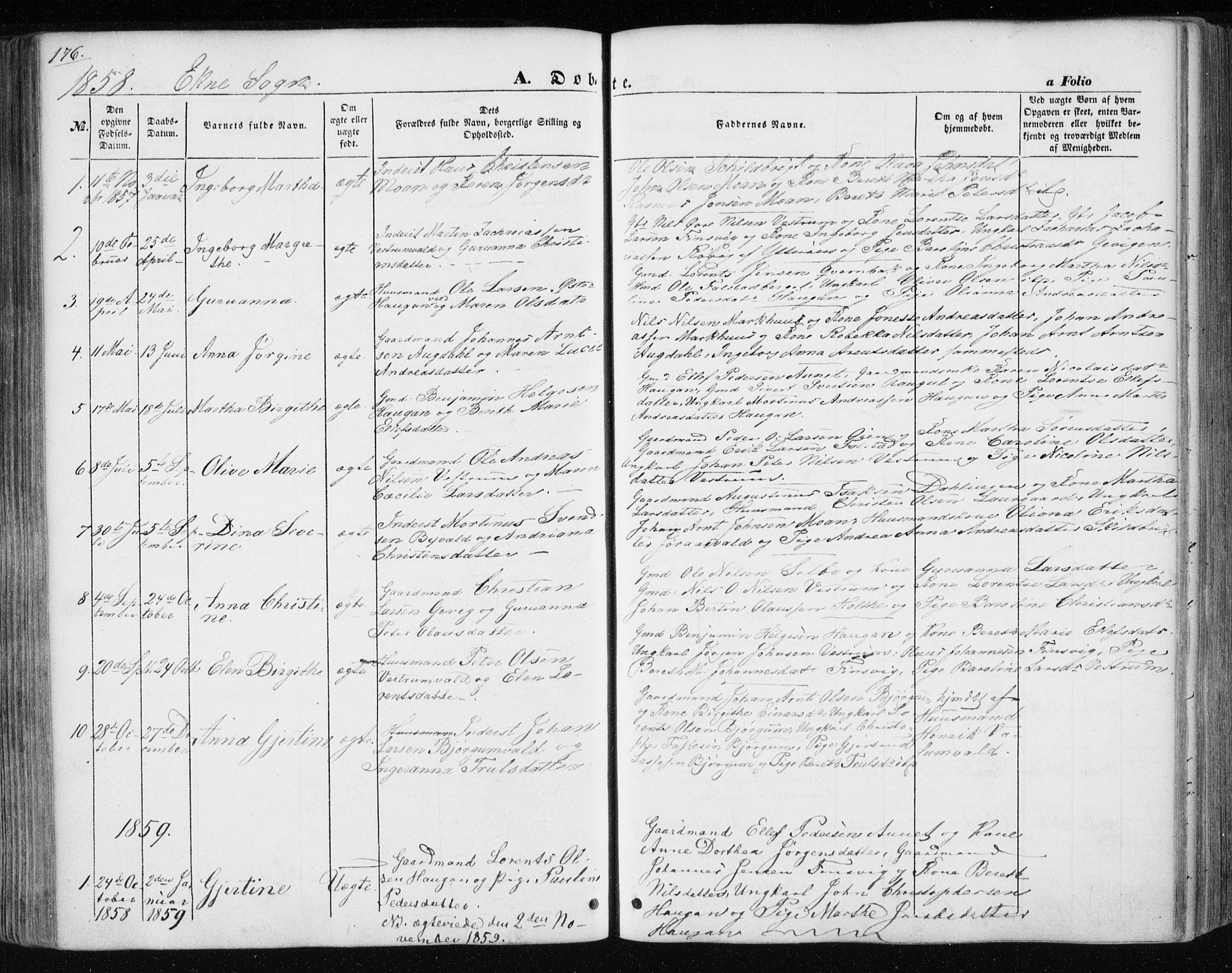 Ministerialprotokoller, klokkerbøker og fødselsregistre - Nord-Trøndelag, SAT/A-1458/717/L0154: Parish register (official) no. 717A07 /3, 1850-1862, p. 176