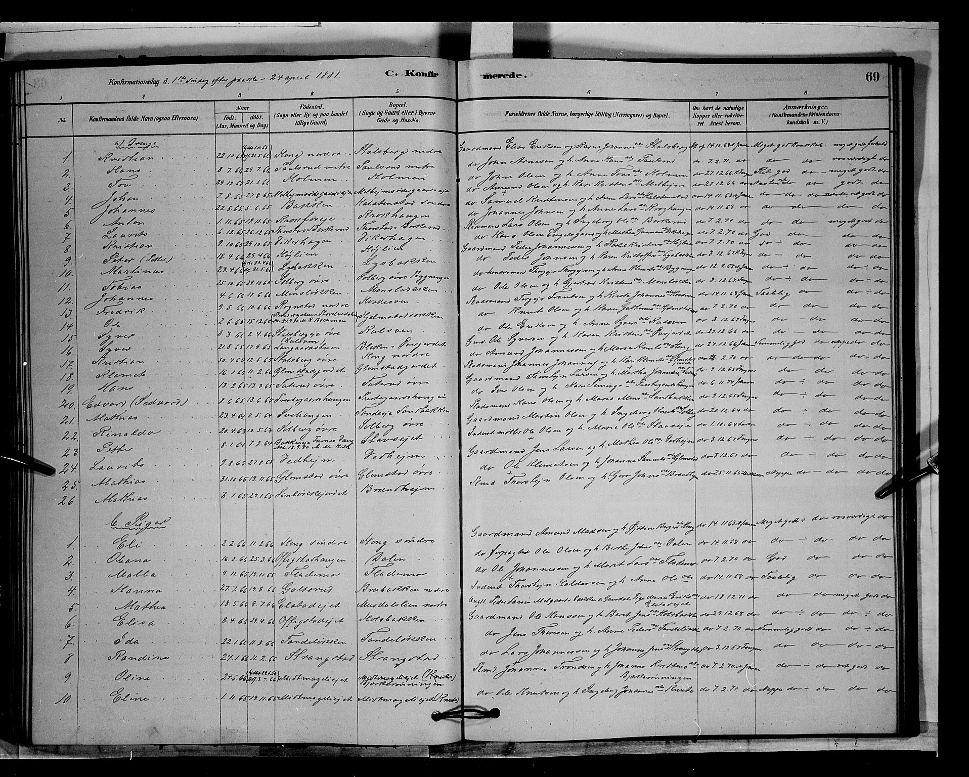 Øyer prestekontor, SAH/PREST-084/H/Ha/Hab/L0003: Parish register (copy) no. 3, 1878-1893, p. 69