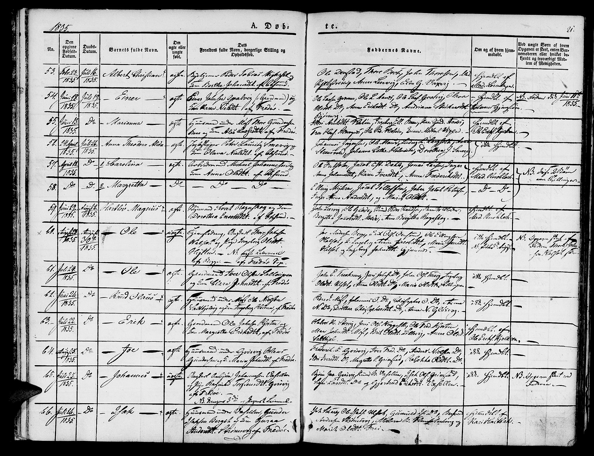 Ministerialprotokoller, klokkerbøker og fødselsregistre - Møre og Romsdal, AV/SAT-A-1454/572/L0843: Parish register (official) no. 572A06, 1832-1842, p. 21