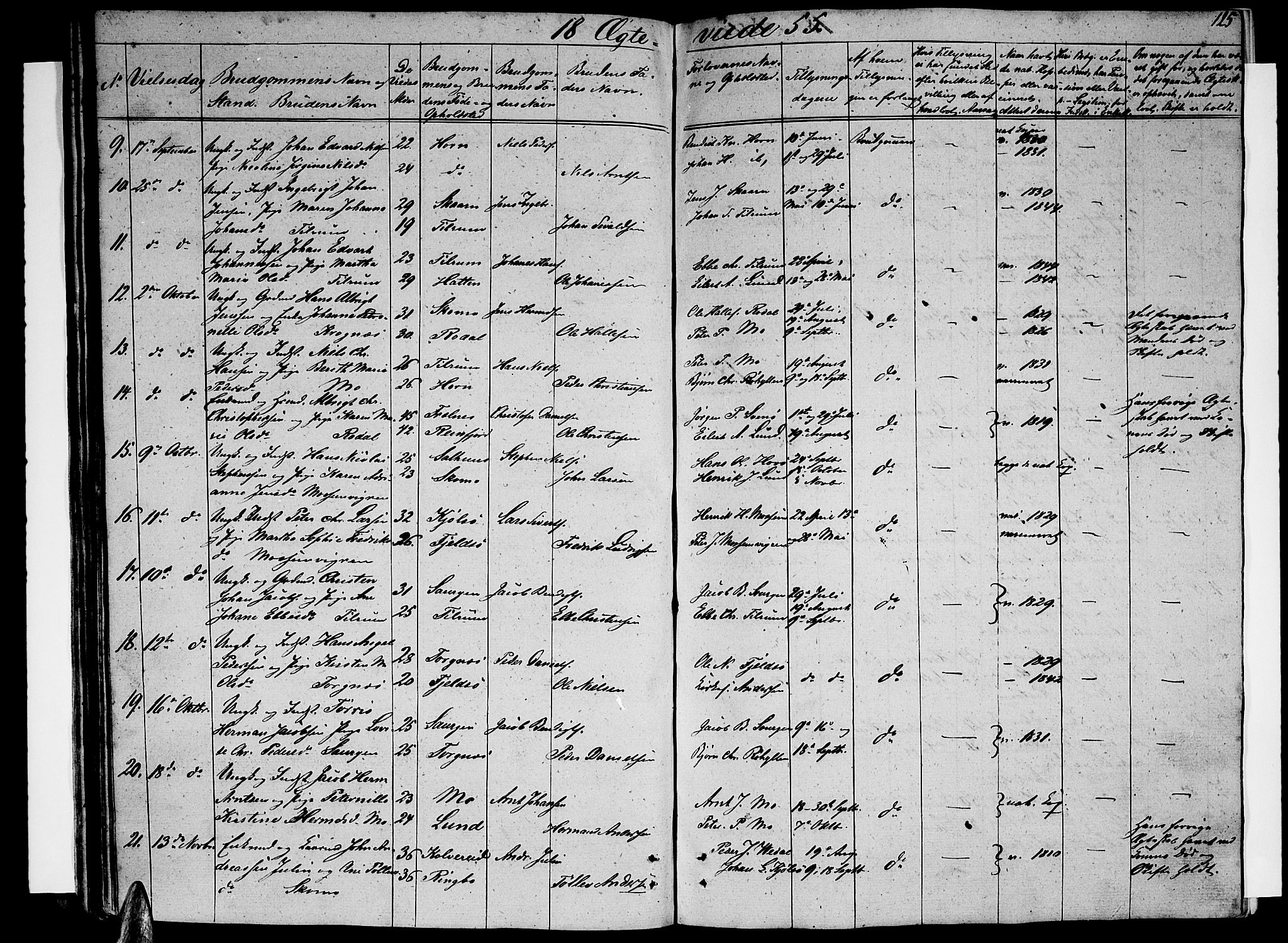 Ministerialprotokoller, klokkerbøker og fødselsregistre - Nordland, SAT/A-1459/813/L0211: Parish register (copy) no. 813C03, 1842-1863, p. 125