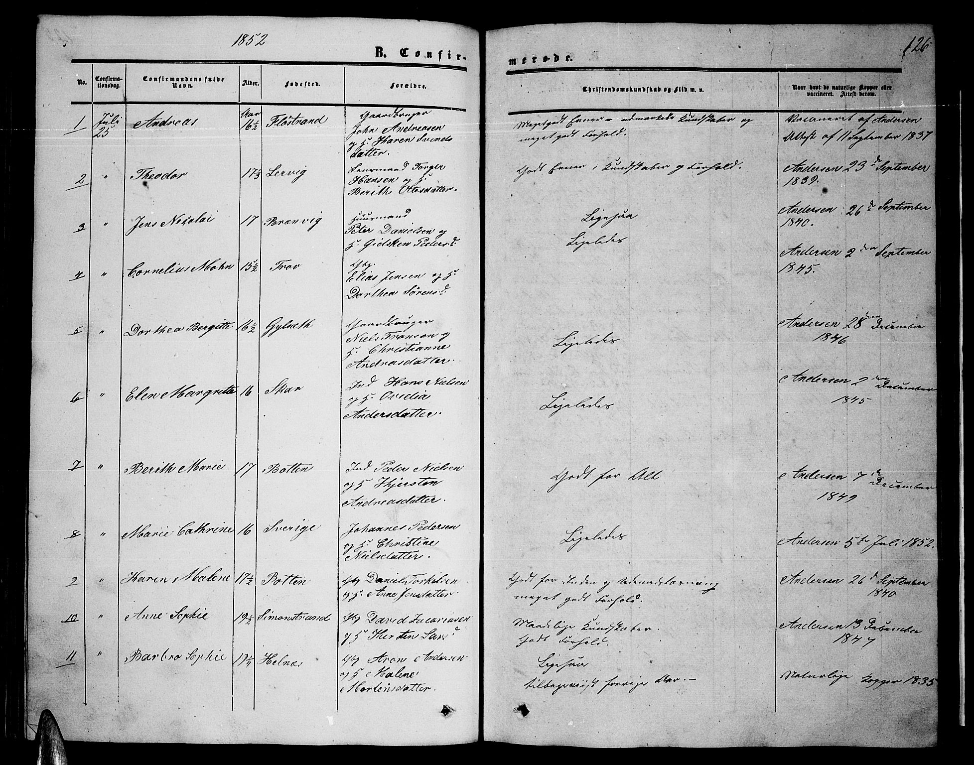 Ministerialprotokoller, klokkerbøker og fødselsregistre - Nordland, SAT/A-1459/857/L0827: Parish register (copy) no. 857C02, 1852-1879, p. 126