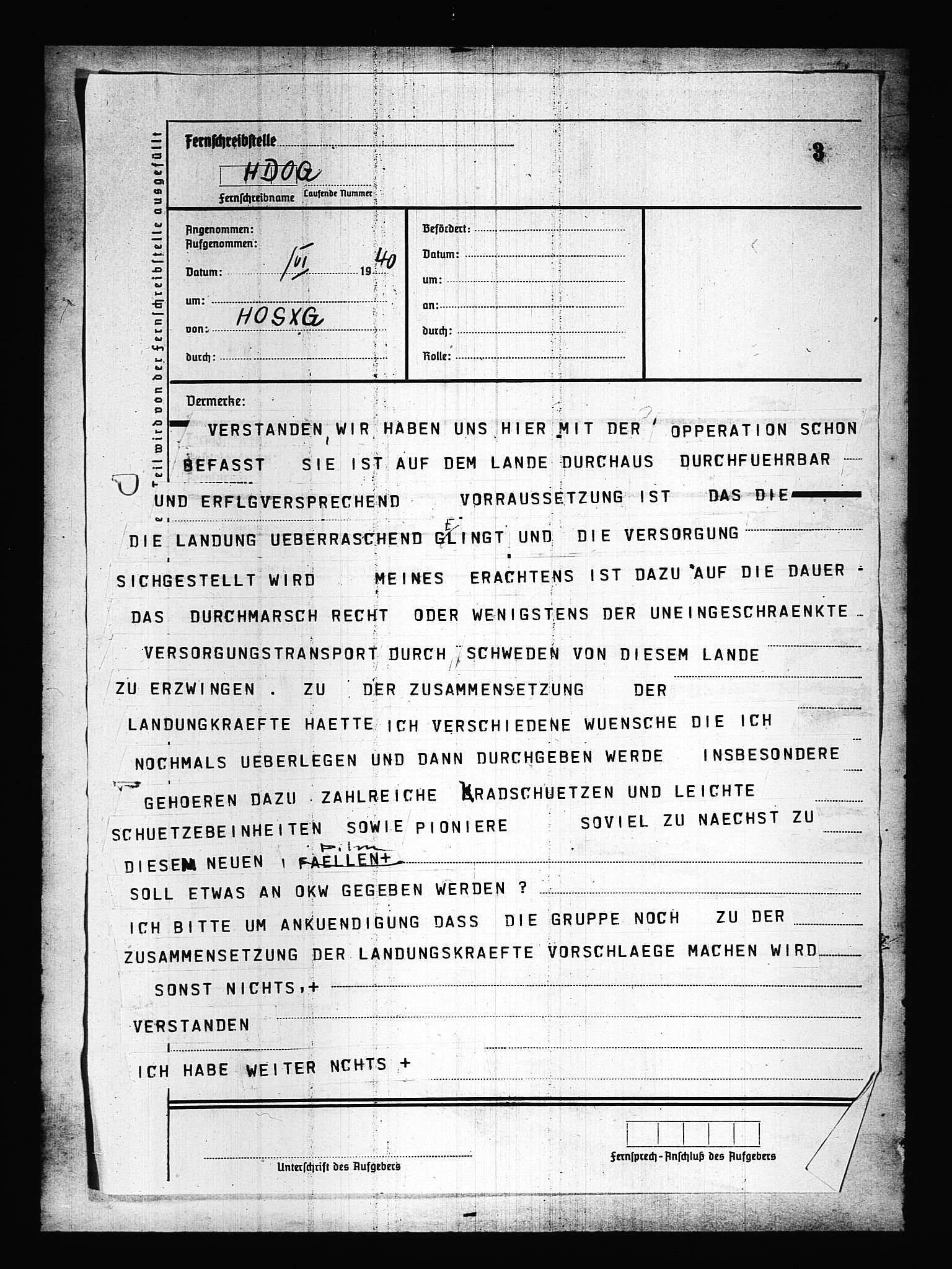 Documents Section, AV/RA-RAFA-2200/V/L0084: Amerikansk mikrofilm "Captured German Documents".
Box No. 723.  FKA jnr. 615/1954., 1940, p. 118