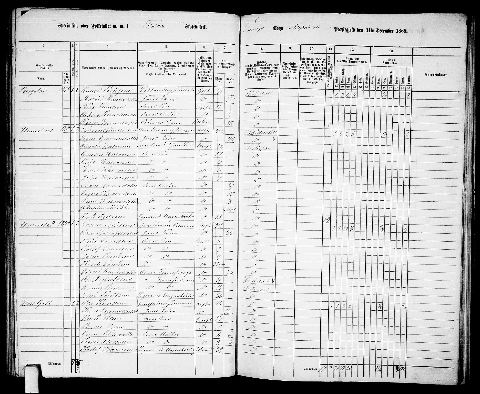 RA, 1865 census for Nissedal, 1865, p. 85