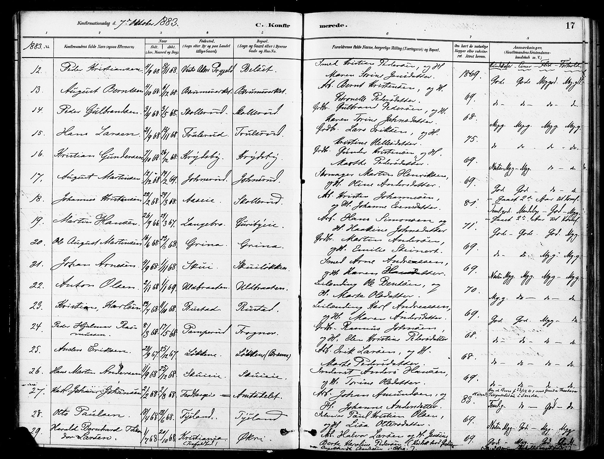 Asker prestekontor Kirkebøker, AV/SAO-A-10256a/F/Fb/L0002: Parish register (official) no. II 2, 1879-1921, p. 17