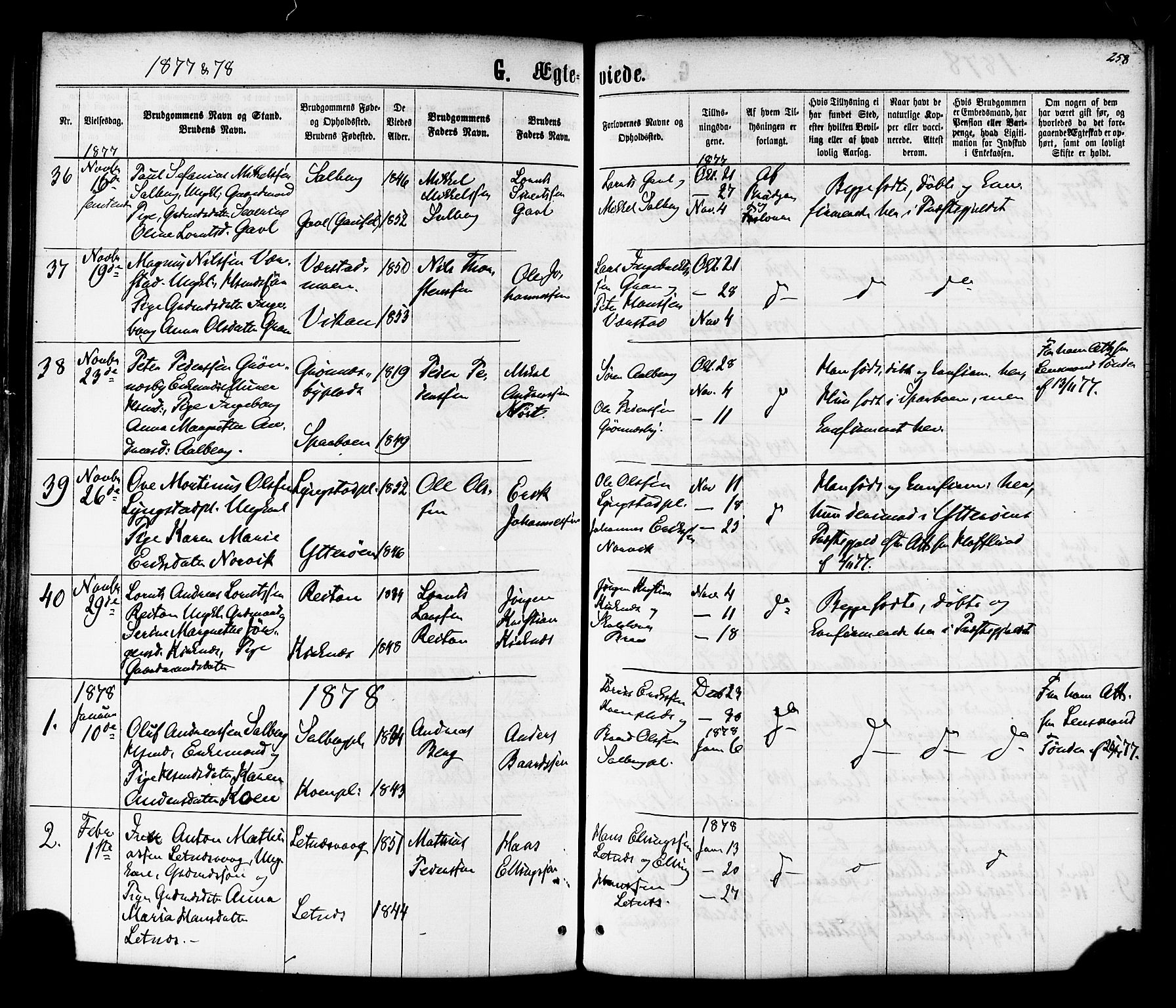 Ministerialprotokoller, klokkerbøker og fødselsregistre - Nord-Trøndelag, SAT/A-1458/730/L0284: Parish register (official) no. 730A09, 1866-1878, p. 258