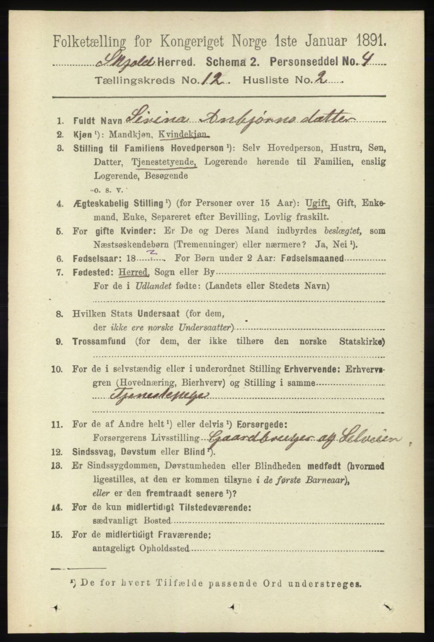 RA, 1891 census for 1154 Skjold, 1891, p. 2260