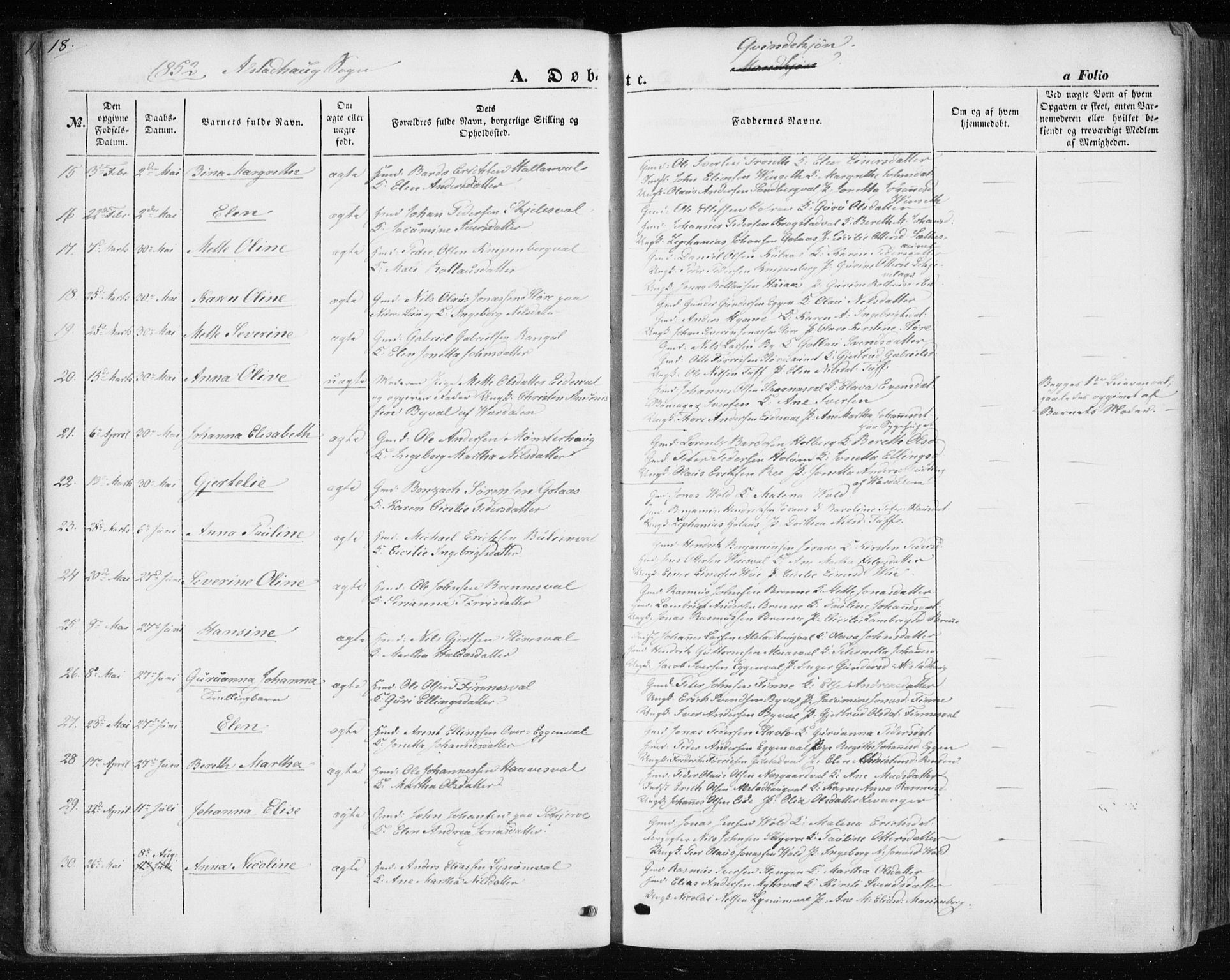 Ministerialprotokoller, klokkerbøker og fødselsregistre - Nord-Trøndelag, SAT/A-1458/717/L0154: Parish register (official) no. 717A07 /1, 1850-1862, p. 18