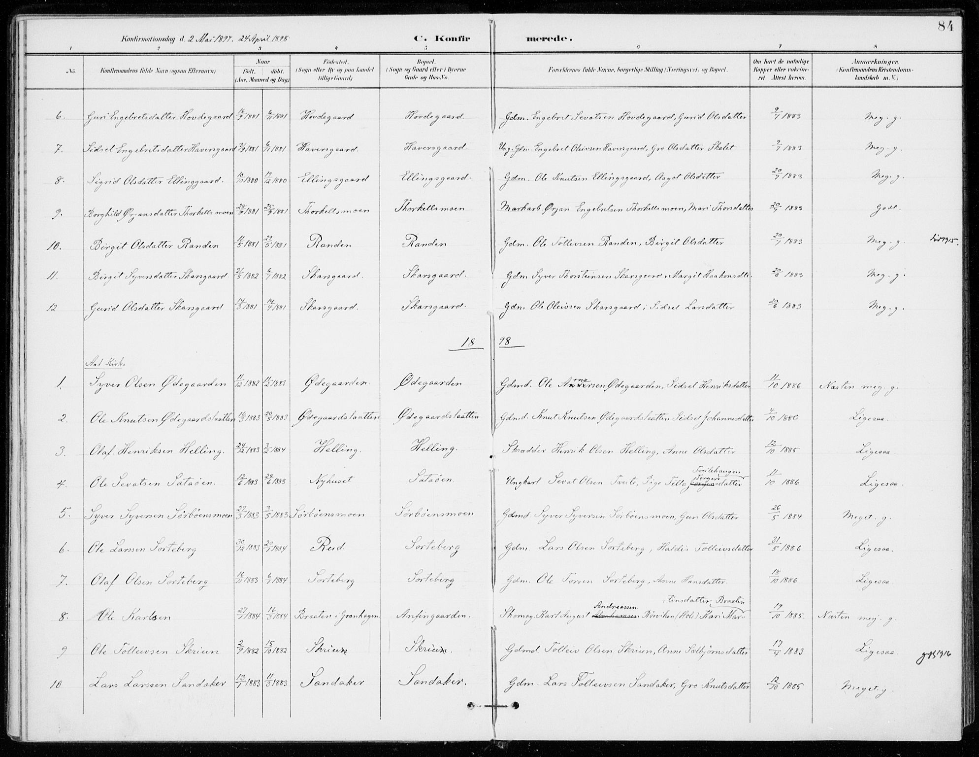 Ål kirkebøker, SAKO/A-249/F/Fa/L0009: Parish register (official) no. I 9, 1897-1915, p. 84