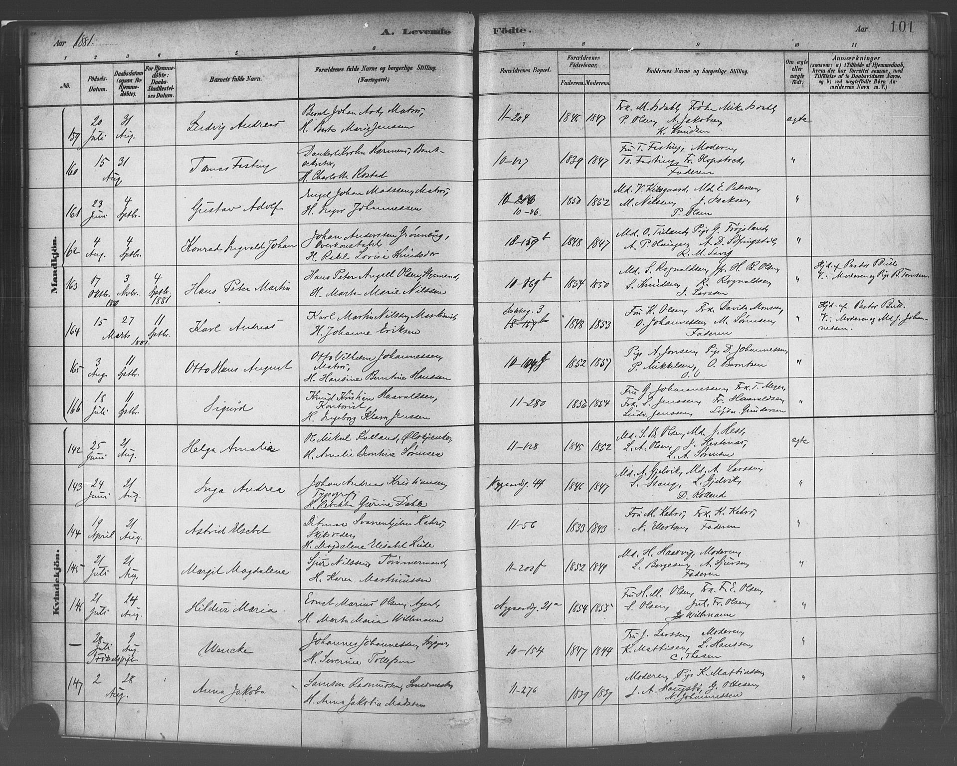Domkirken sokneprestembete, SAB/A-74801/H/Haa/L0023: Parish register (official) no. B 6, 1879-1887, p. 101