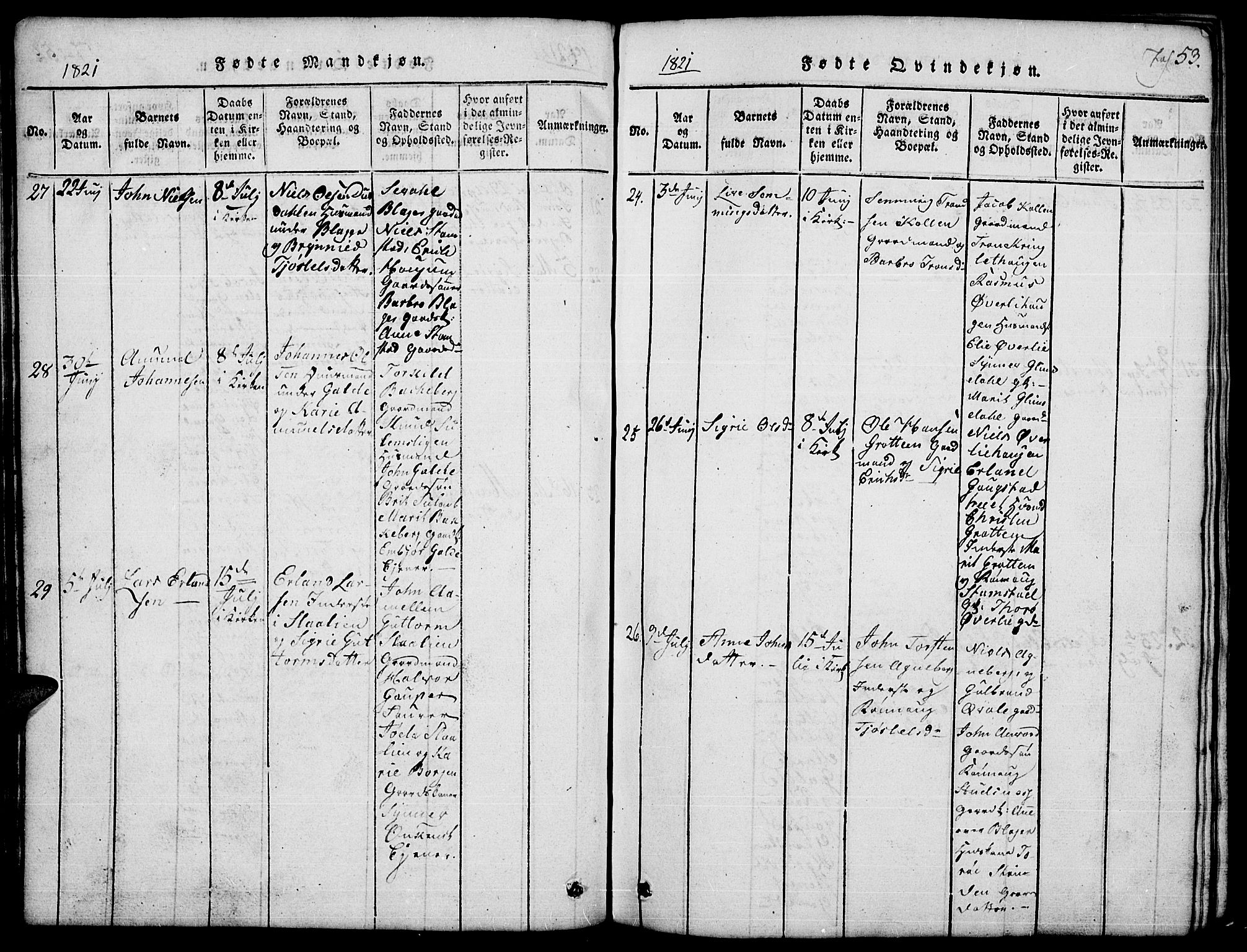 Lom prestekontor, AV/SAH-PREST-070/L/L0001: Parish register (copy) no. 1, 1815-1836, p. 53