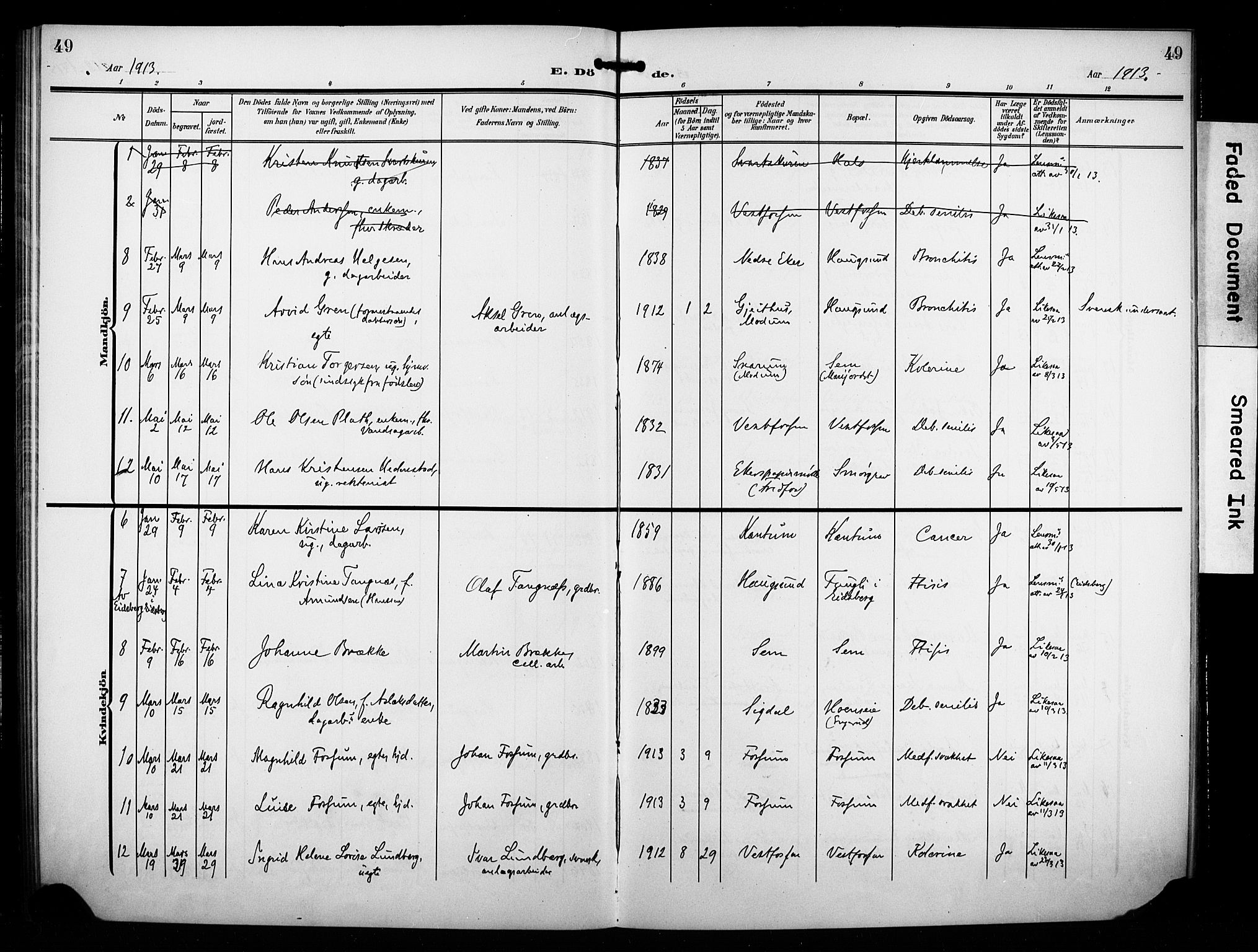 Eiker kirkebøker, AV/SAKO-A-4/F/Fb/L0004: Parish register (official) no. II 4, 1905-1914, p. 49