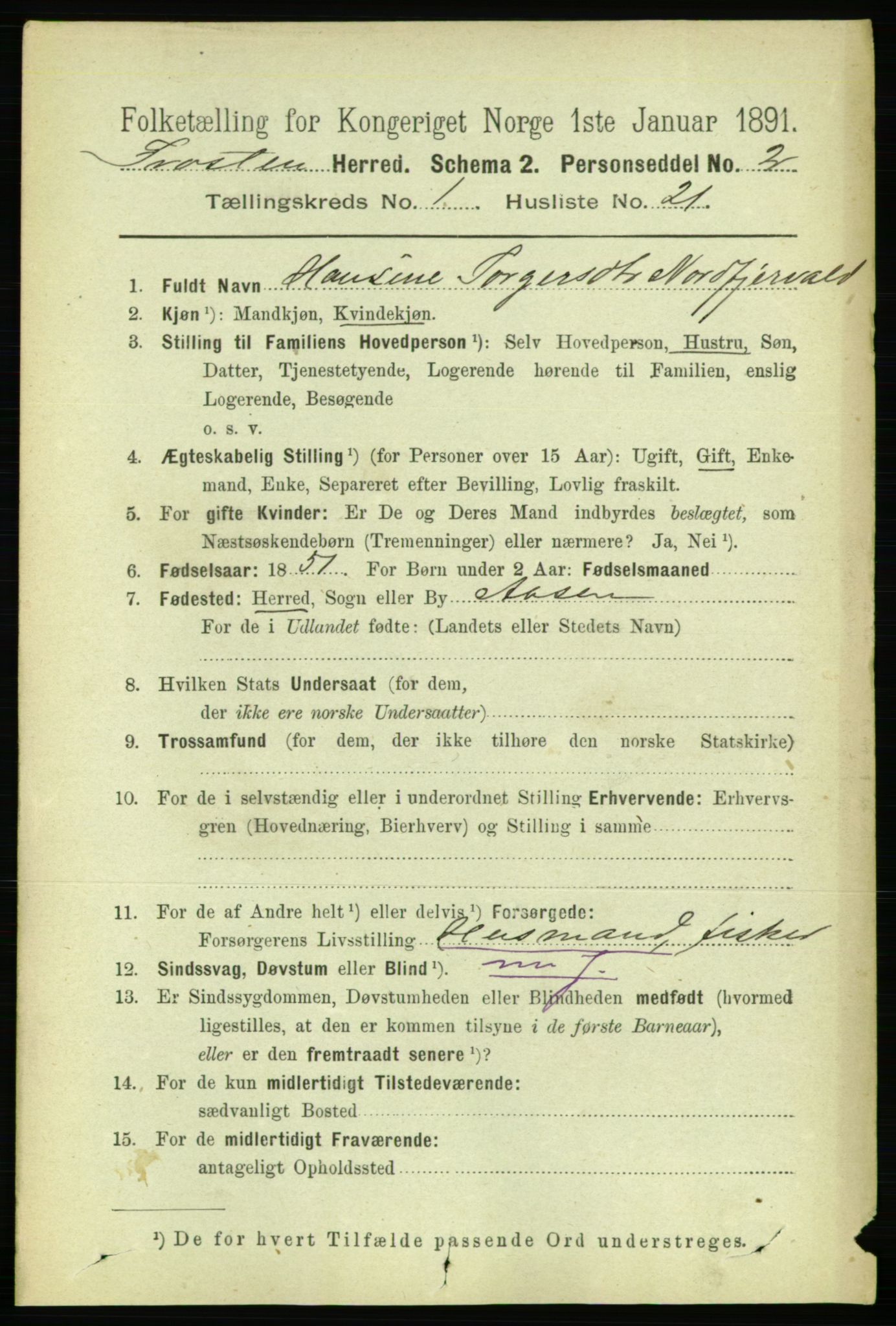 RA, 1891 census for 1717 Frosta, 1891, p. 286