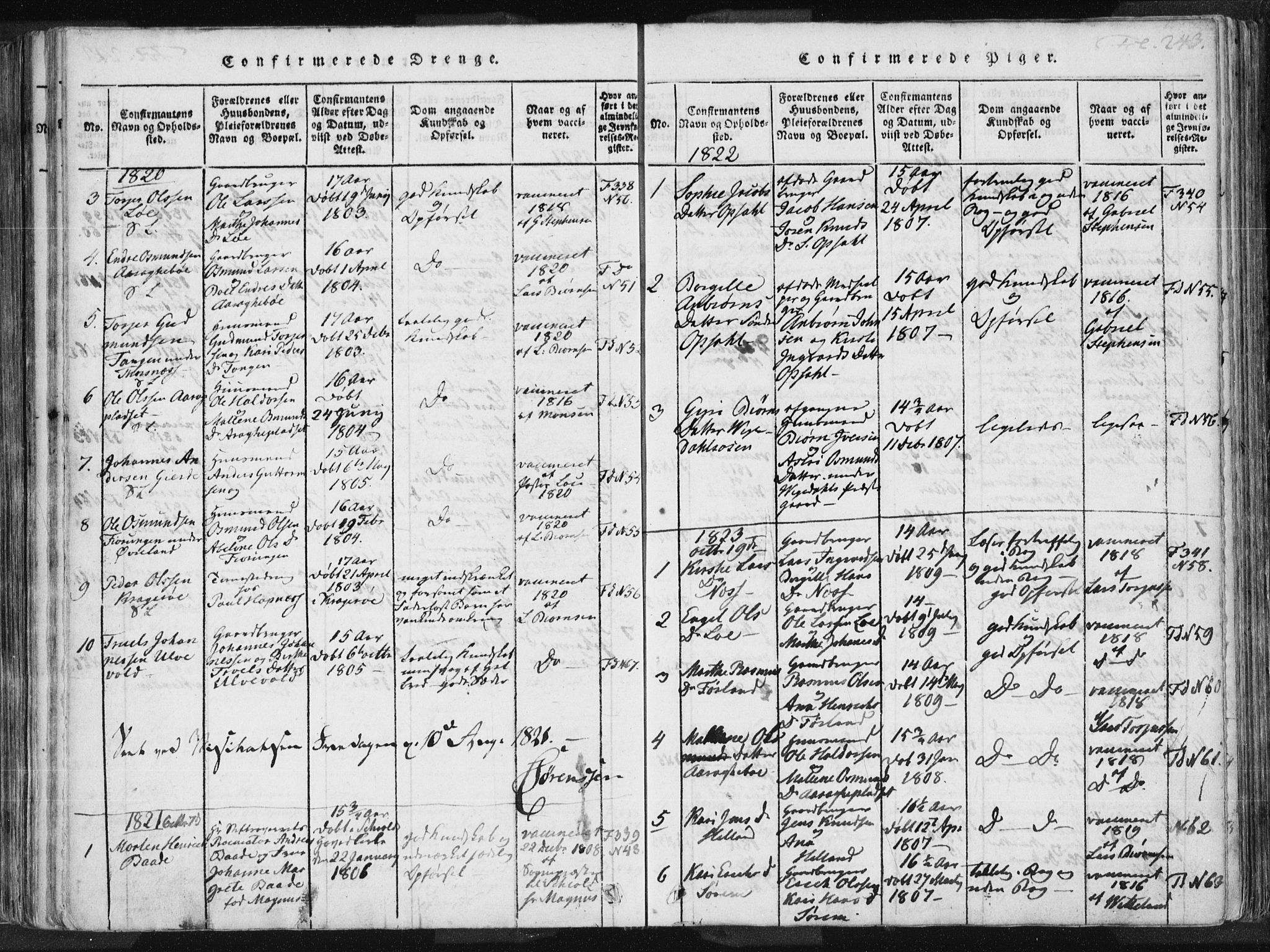 Vikedal sokneprestkontor, AV/SAST-A-101840/01/IV: Parish register (official) no. A 3, 1817-1850, p. 243