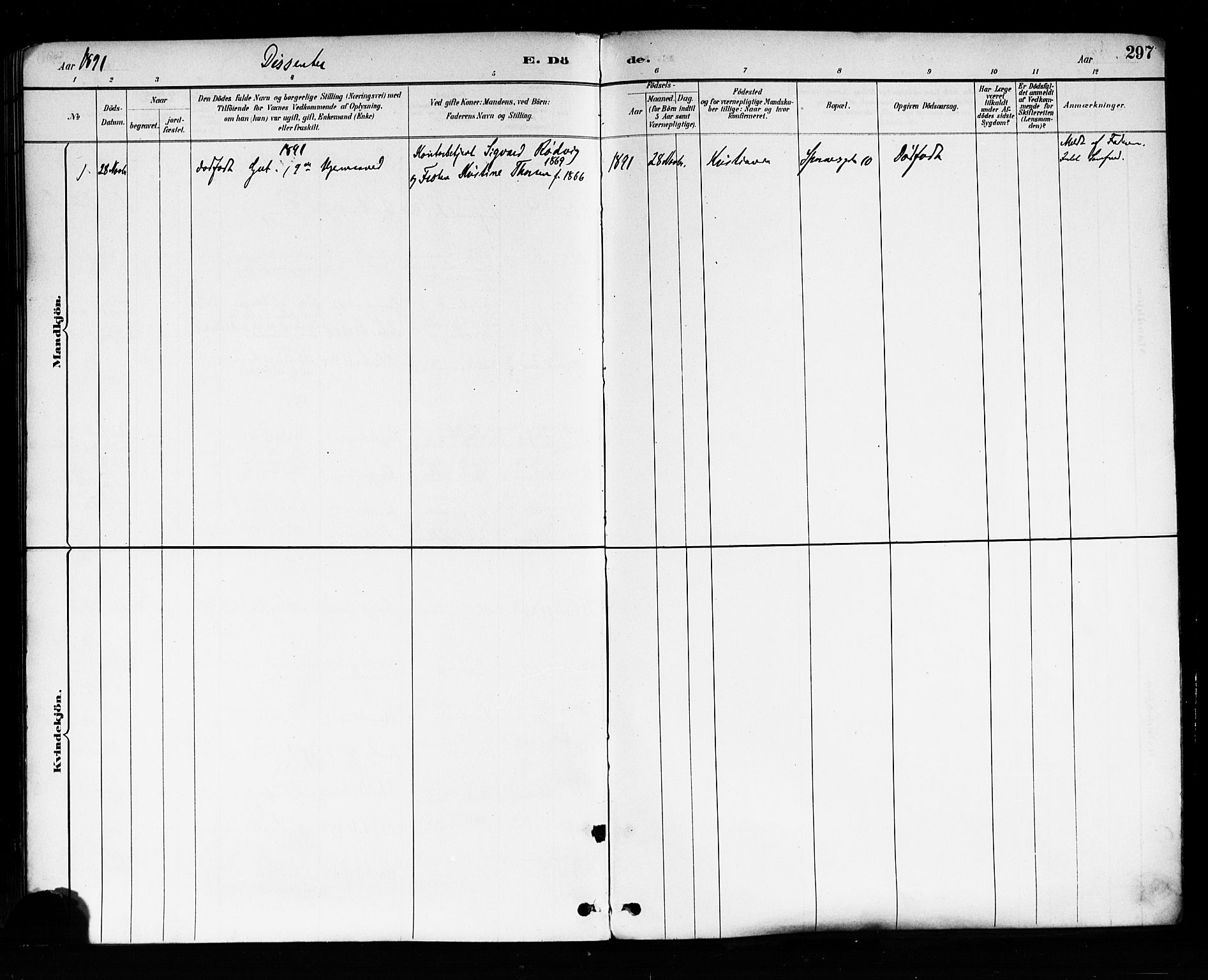 Trefoldighet prestekontor Kirkebøker, AV/SAO-A-10882/F/Fd/L0003: Parish register (official) no. IV 3, 1885-1896, p. 297