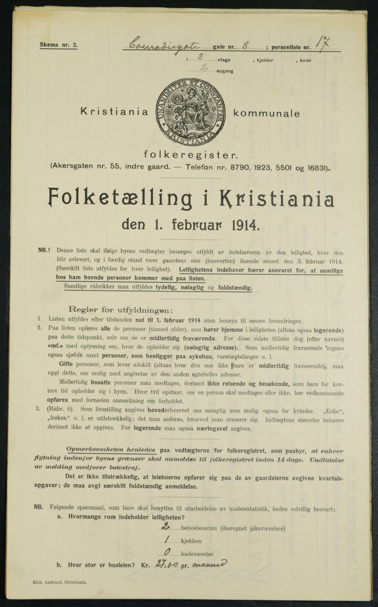 OBA, Municipal Census 1914 for Kristiania, 1914, p. 13551