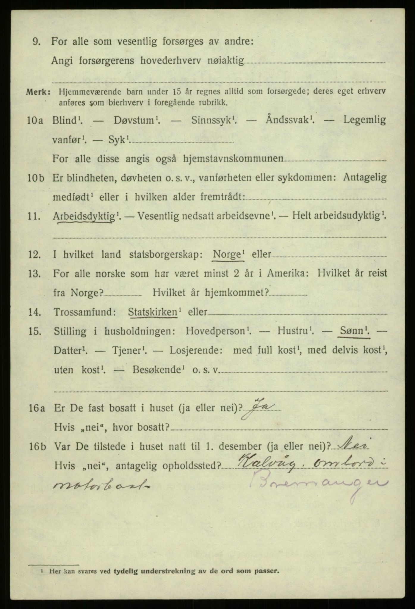 SAB, 1920 census for Davik, 1920, p. 6074