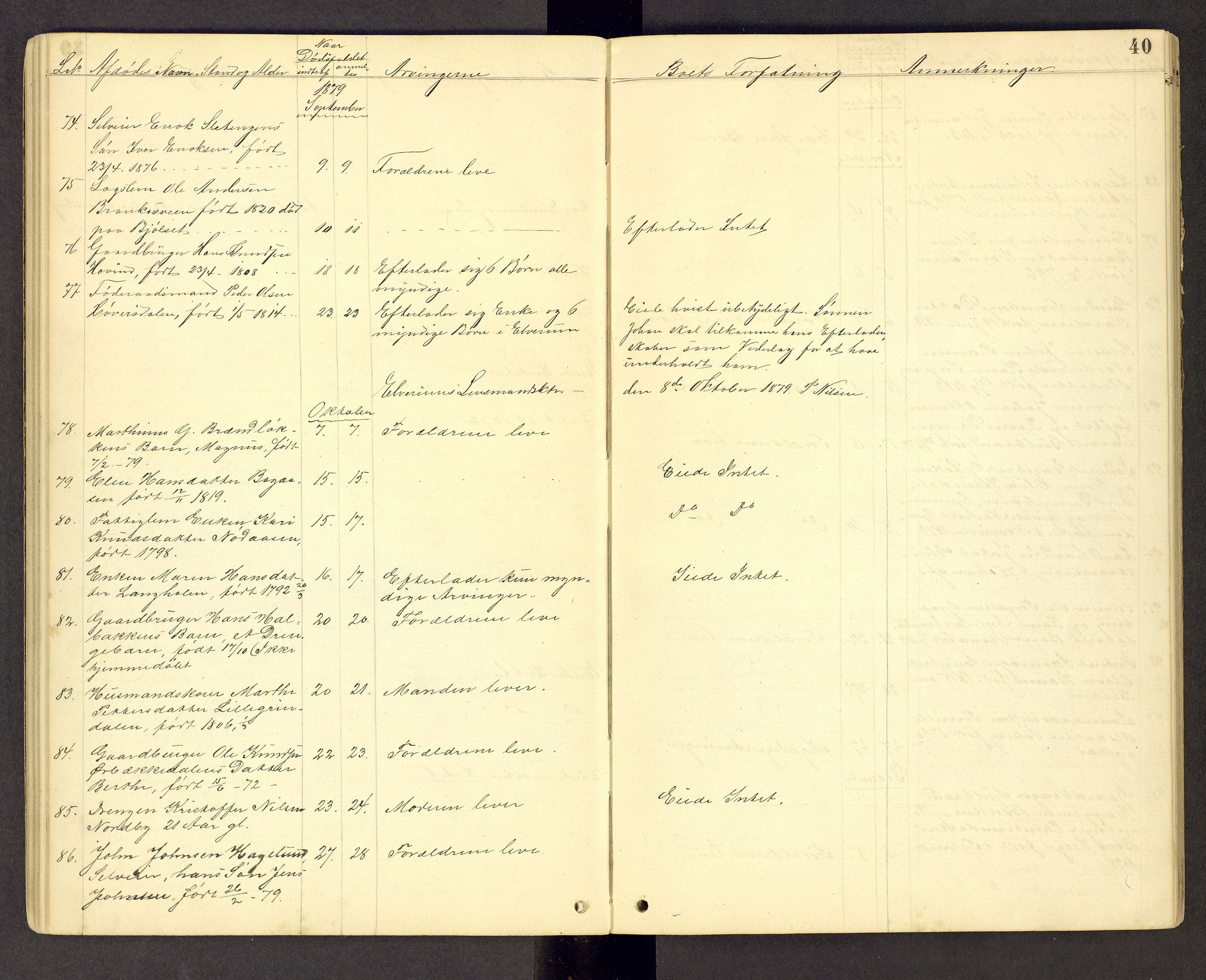 Sør-Østerdal sorenskriveri, AV/SAH-TING-018/J/Jg/L0003: Dødsfallsjournal, 1874-1889, p. 40