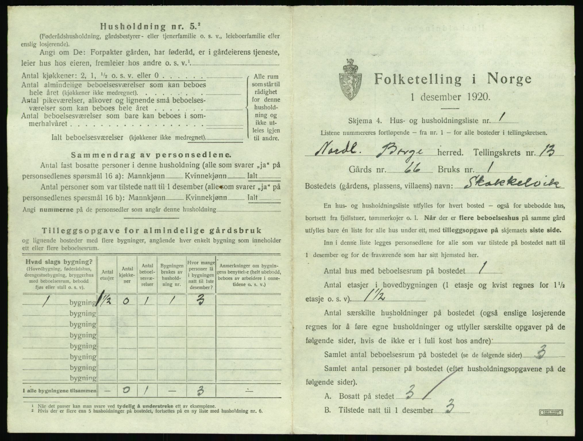 SAT, 1920 census for Borge, 1920, p. 1419