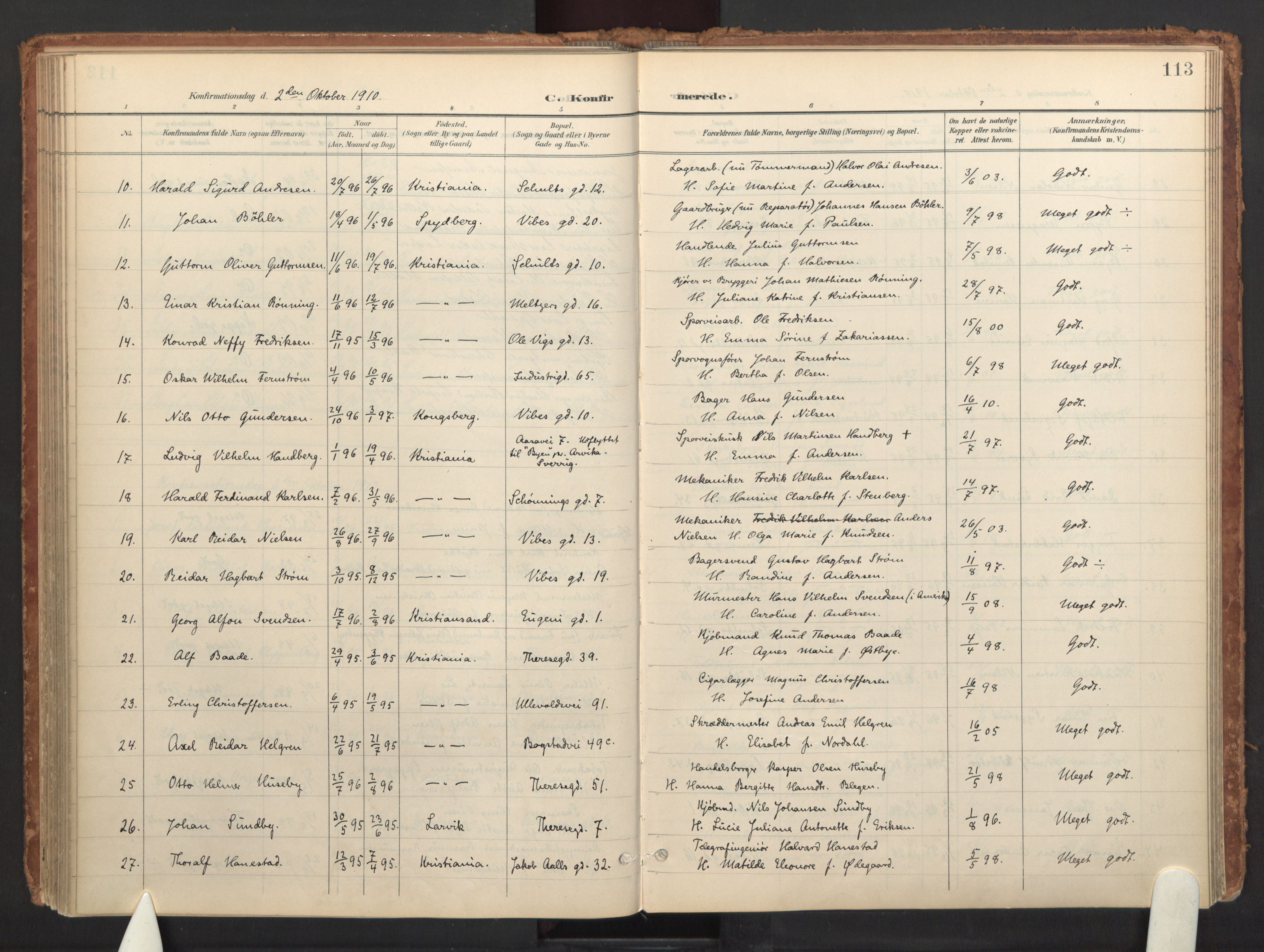 Fagerborg prestekontor Kirkebøker, SAO/A-10844/F/Fa/L0002: Parish register (official) no. 2, 1898-1918, p. 113